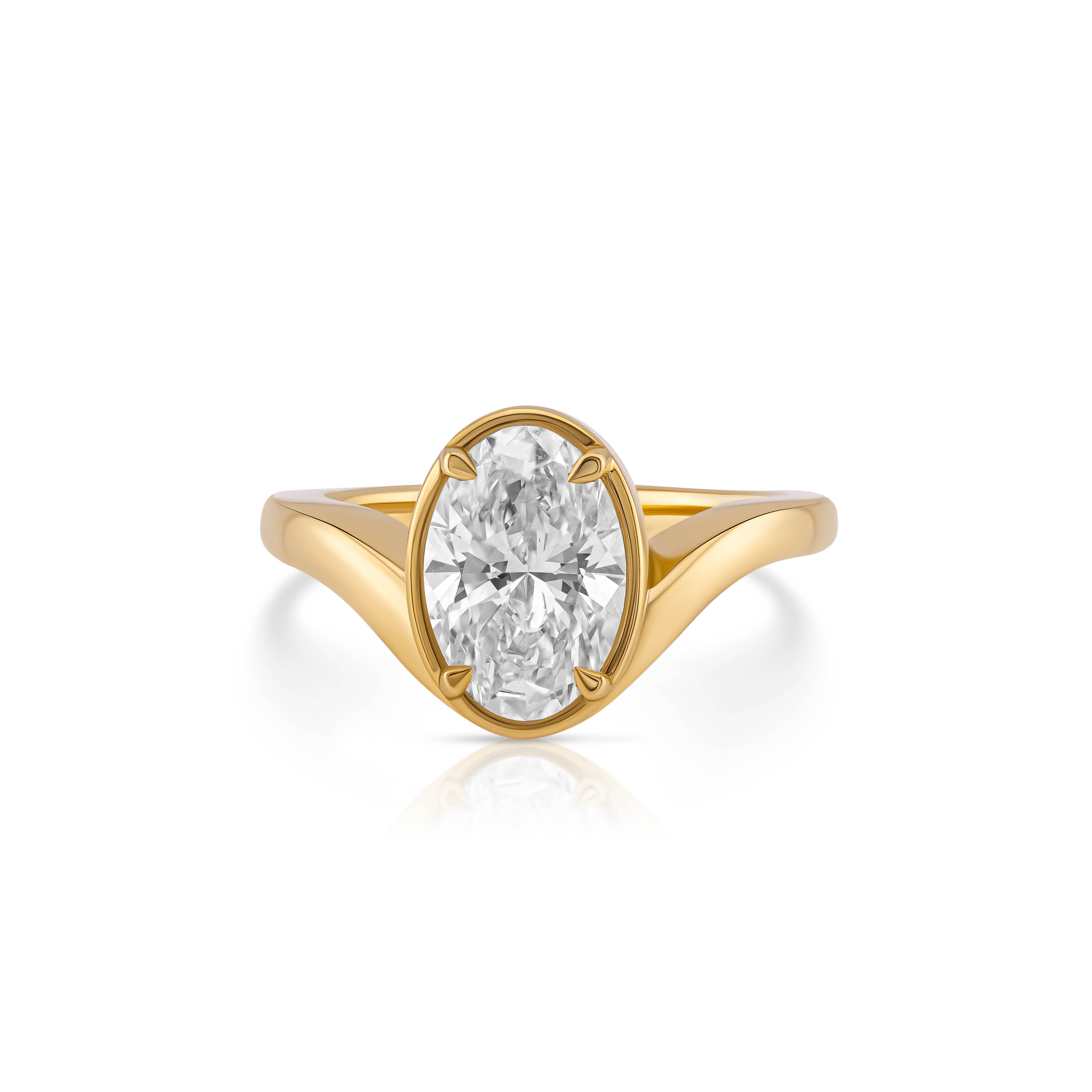 Eliana Engagement Ring - Oval Bezel Set Ring