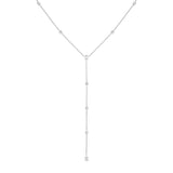 Gaia Long Drop Diamond Necklace in White Gold