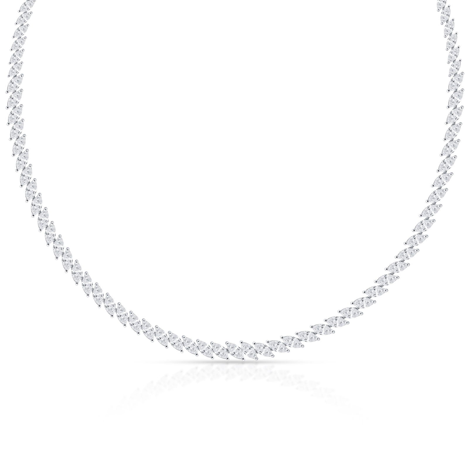 Graduated Marquise Lab Diamond Tennis Necklace (Certified)