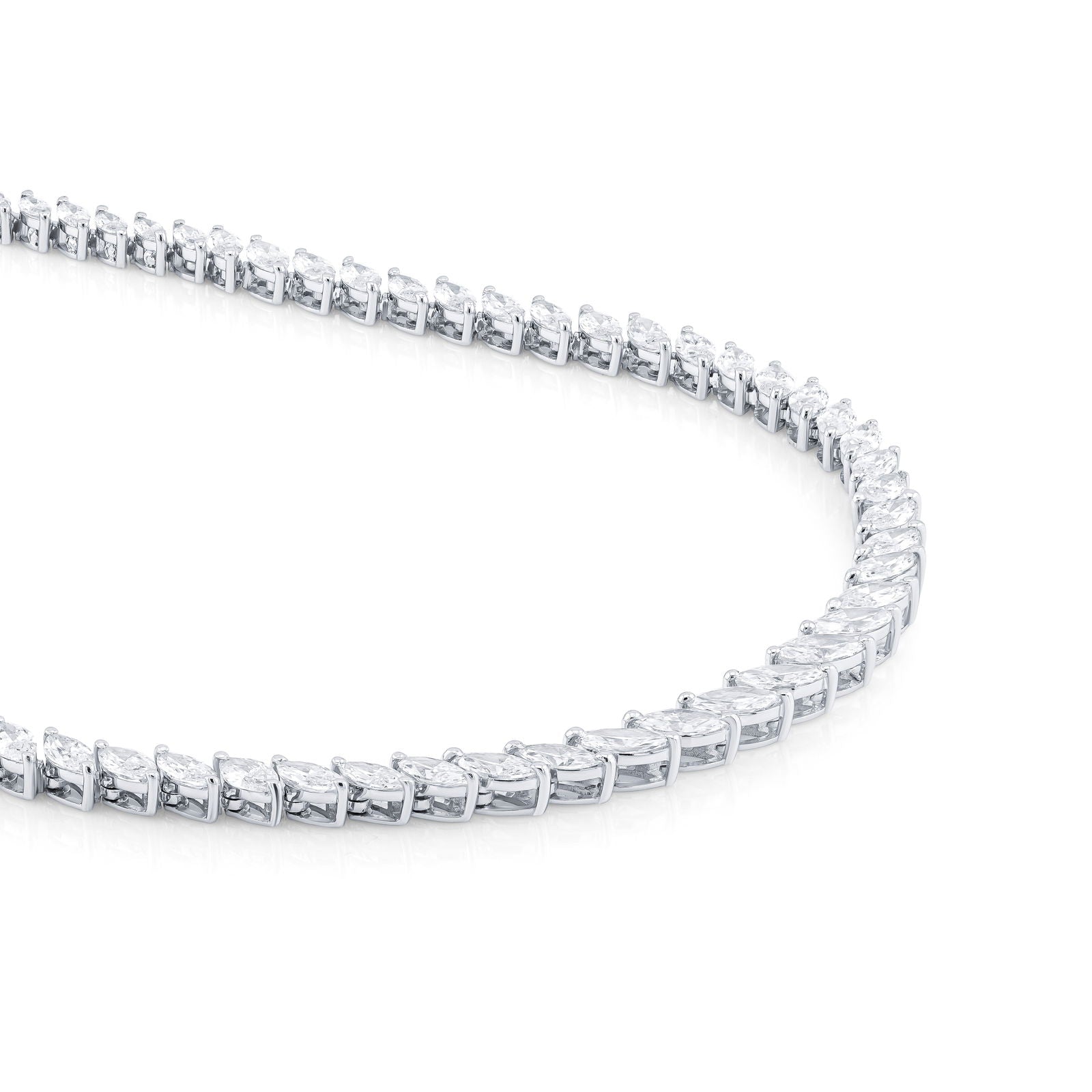 Graduated Marquise Lab Diamond Tennis Necklace (Certified)