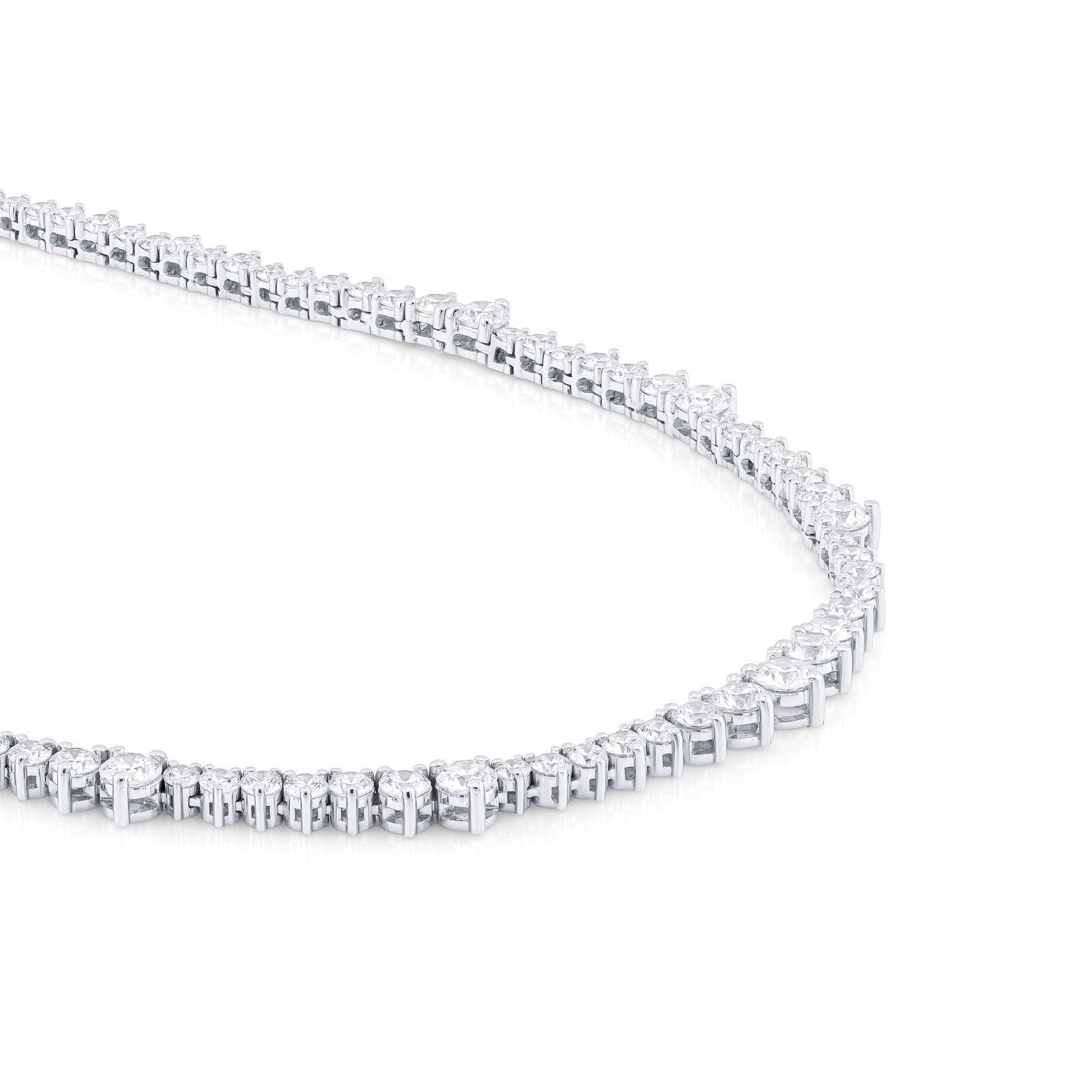 Graduated Round Brilliant Tennis Necklace (Certified)