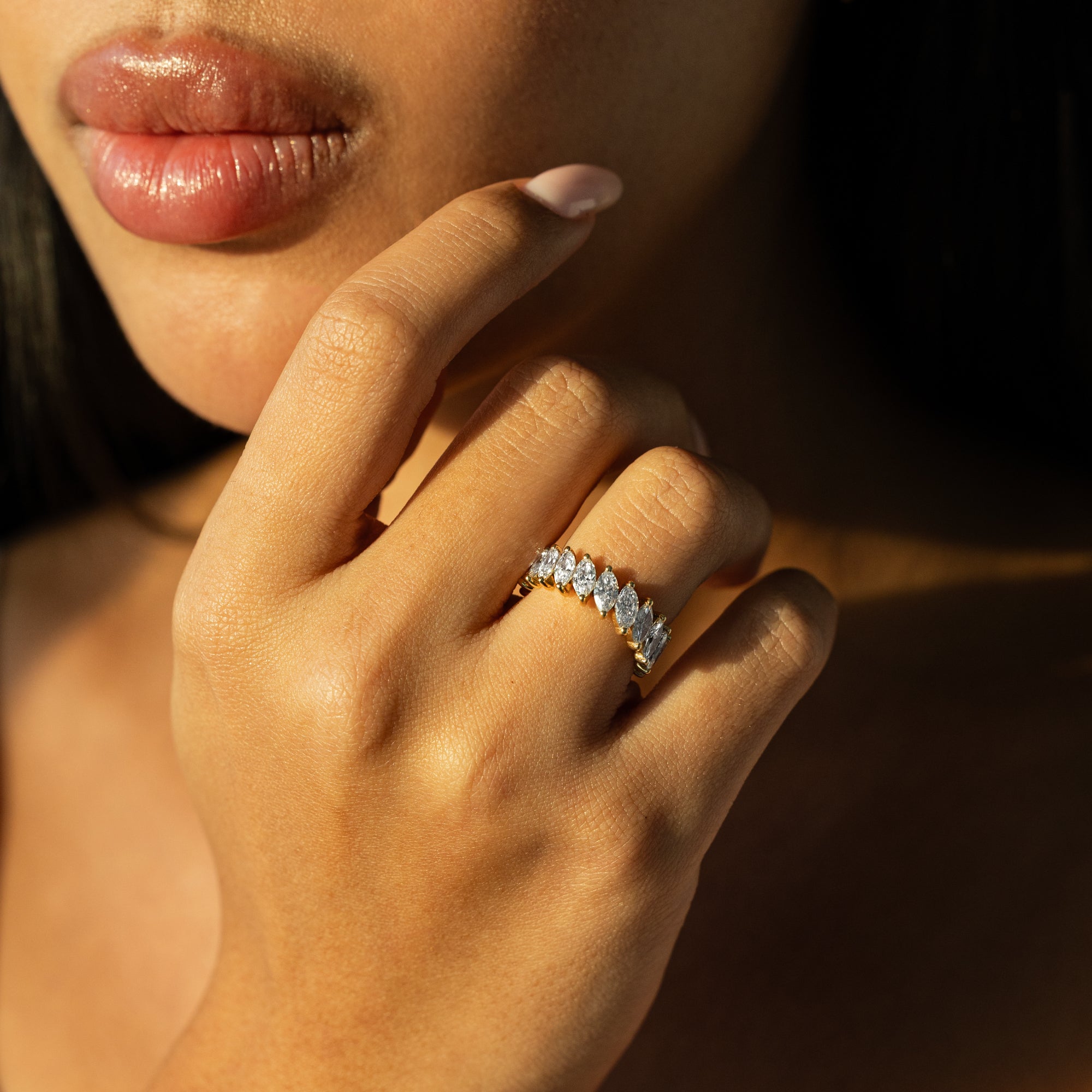 Slanted Marquise Diamond Eternity Ring (Certified)