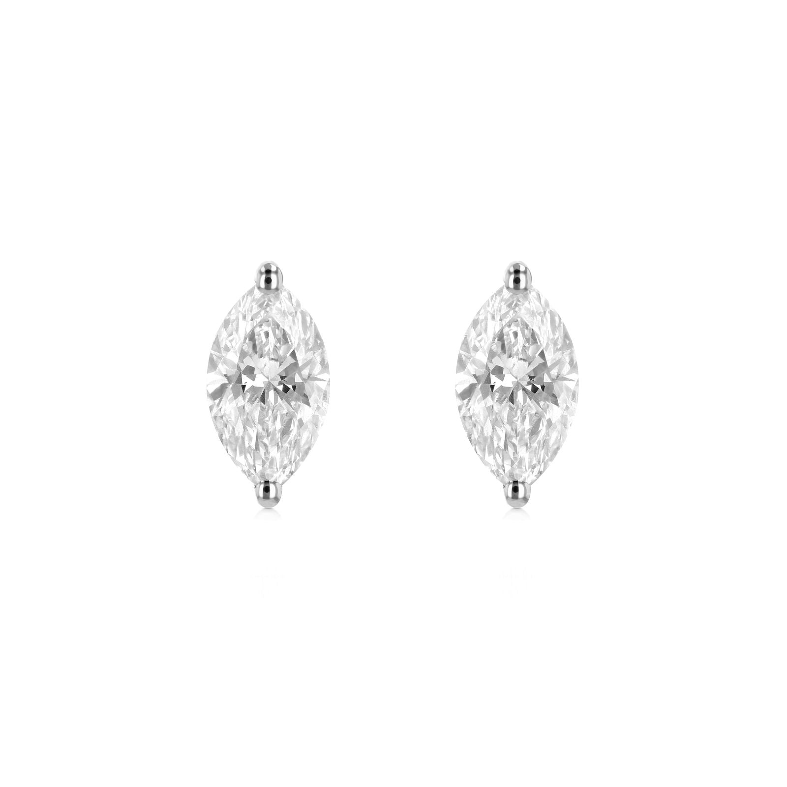 Marquise Diamond Stud Earrings - Lab Grown Diamonds - 18K Gold