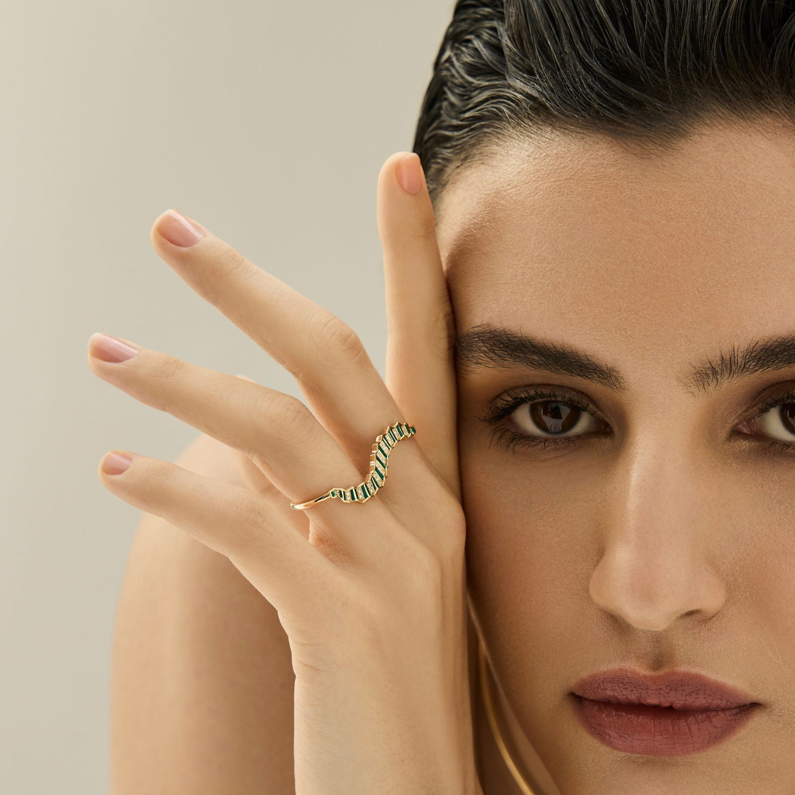 Pleated Ola Double Finger Ring01