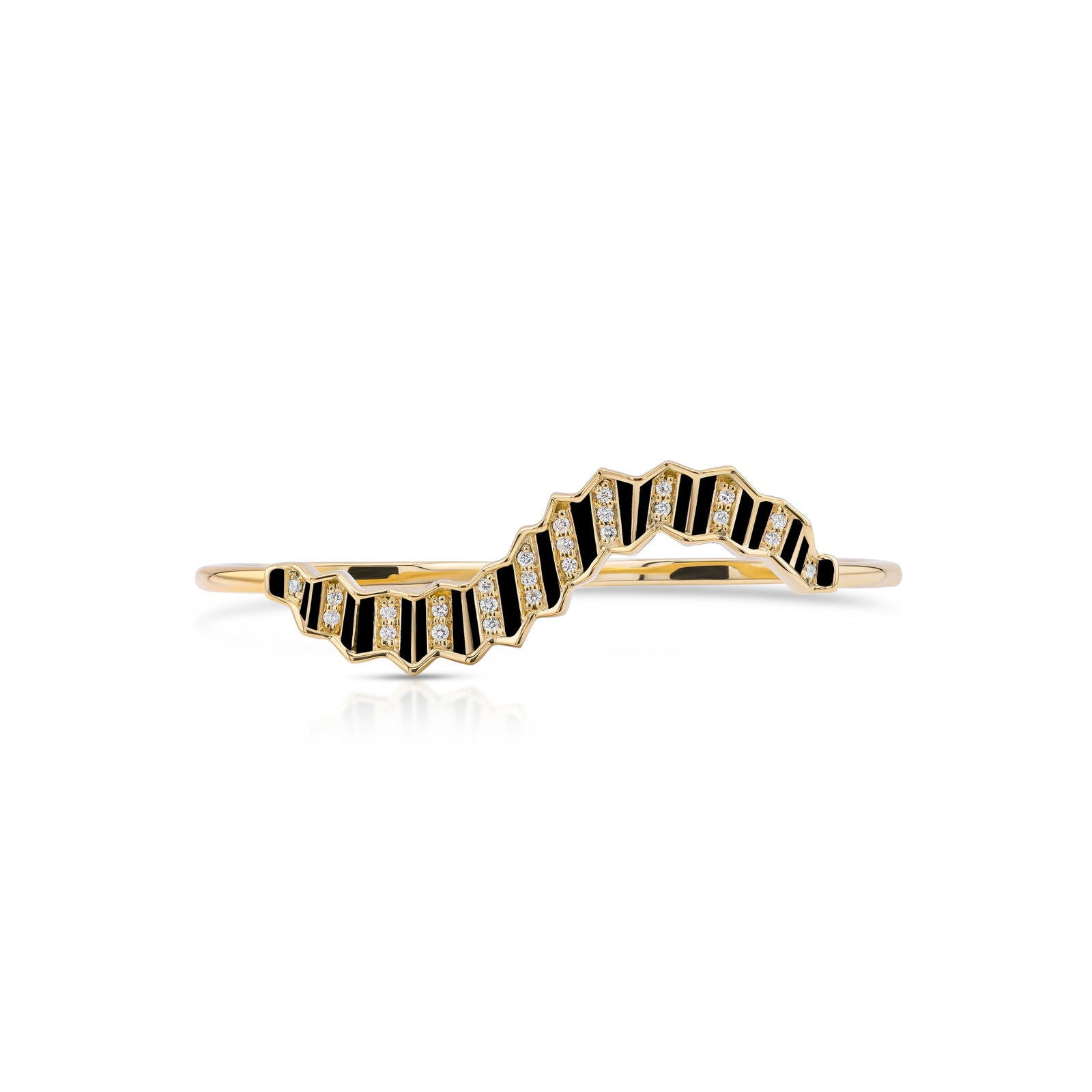 Pleated Ola Two Finger Gold Ring
