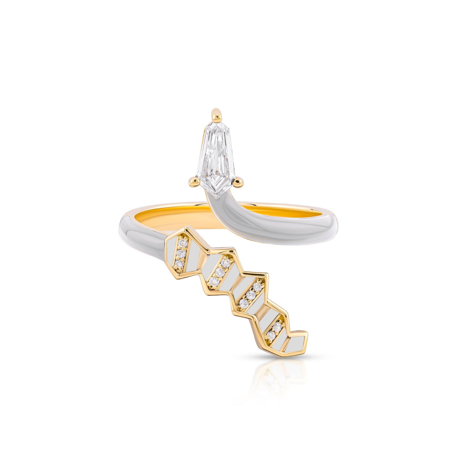 Pleated Serpentine Diamond Ring