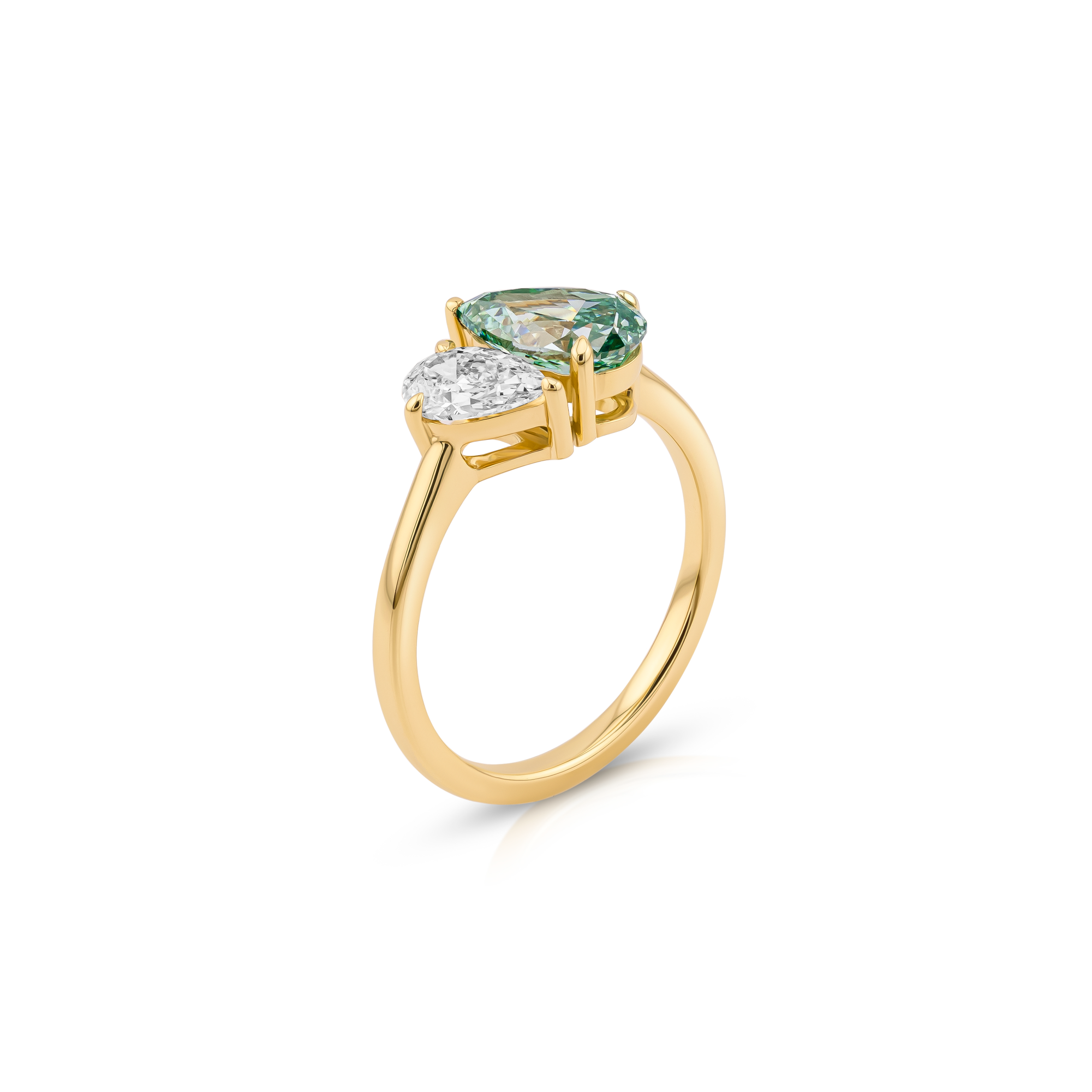 Fancy Vivid Bluish Green Toi et Moi Diamond Ring