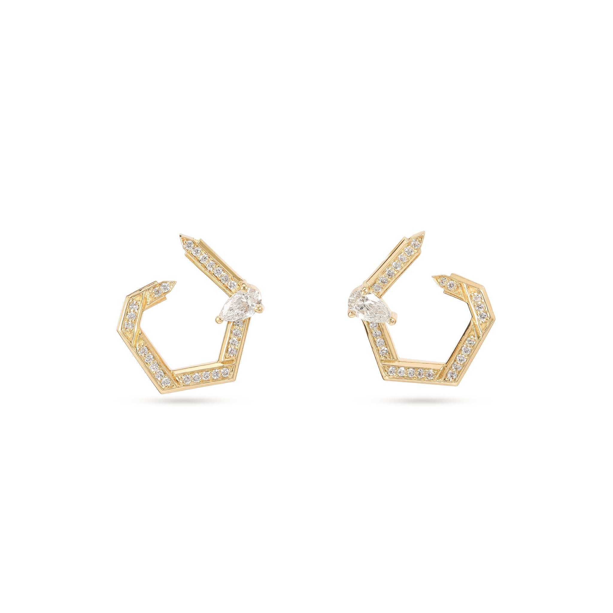 Hexad Diamond Earrings in Yellow Gold