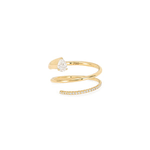Spiral Diamond Pave Ring in Yellow Gold