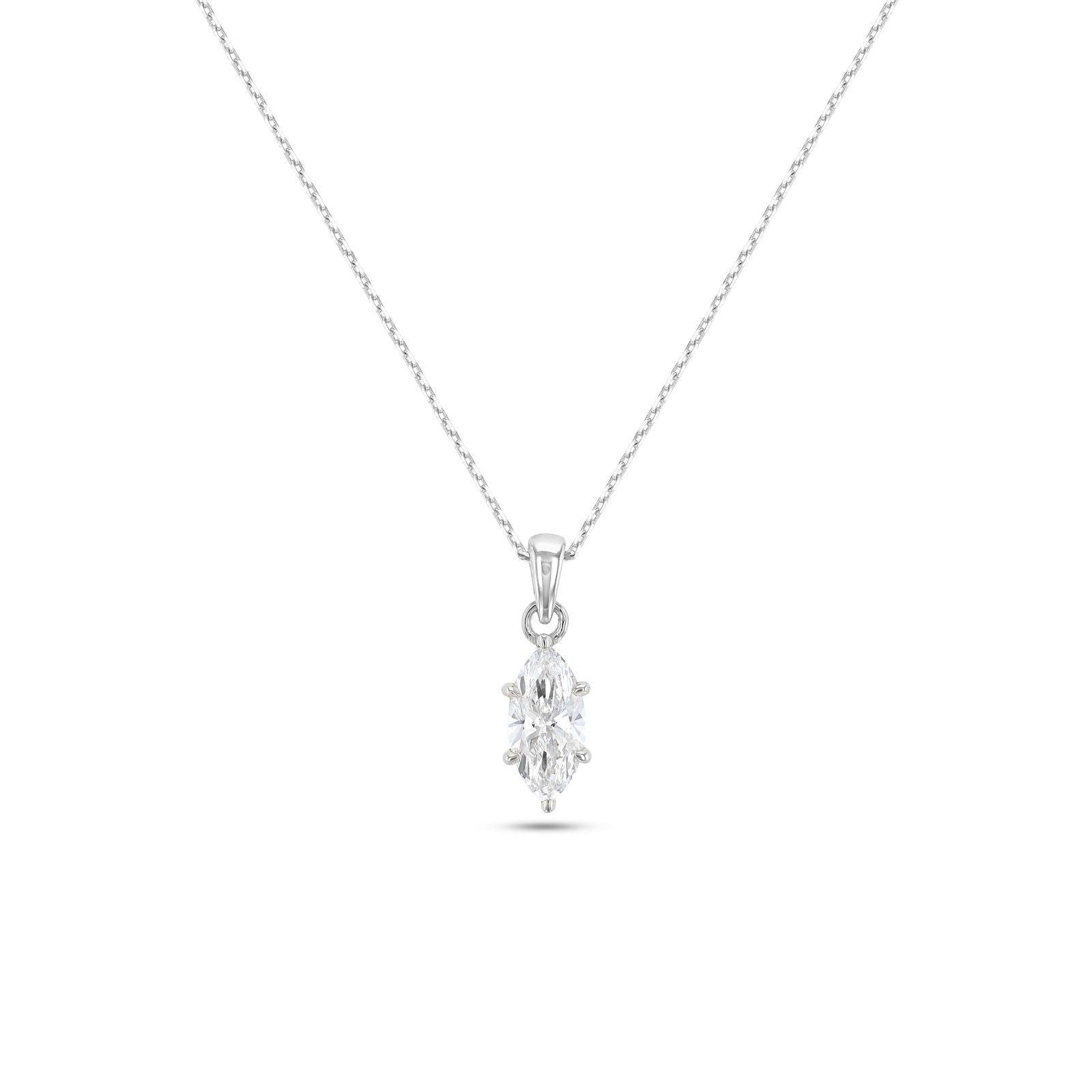Marquise Diamond Solitaire Necklace (Certified)