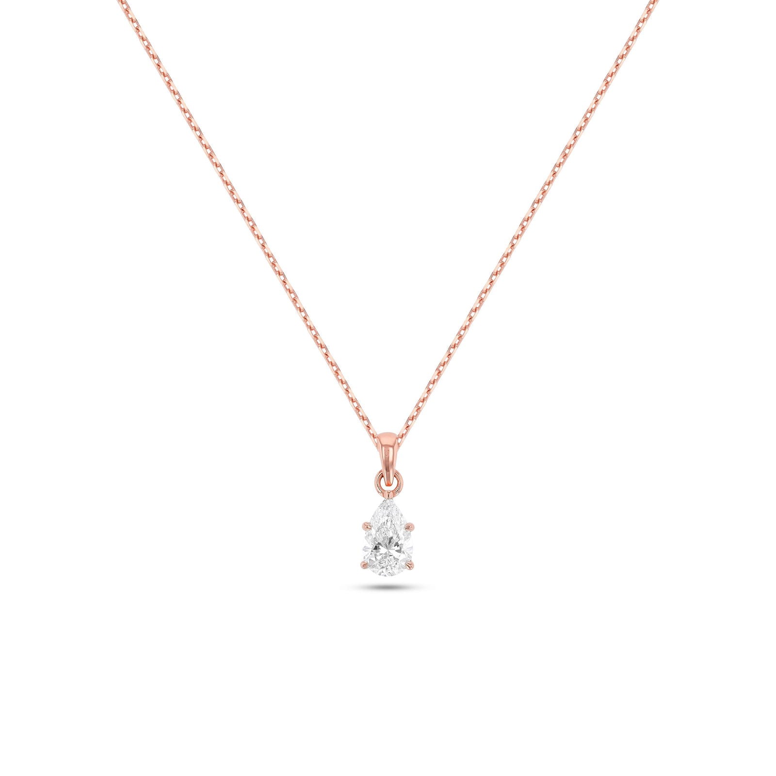 Pear Shape Diamond Solitaire Necklace (Certified)