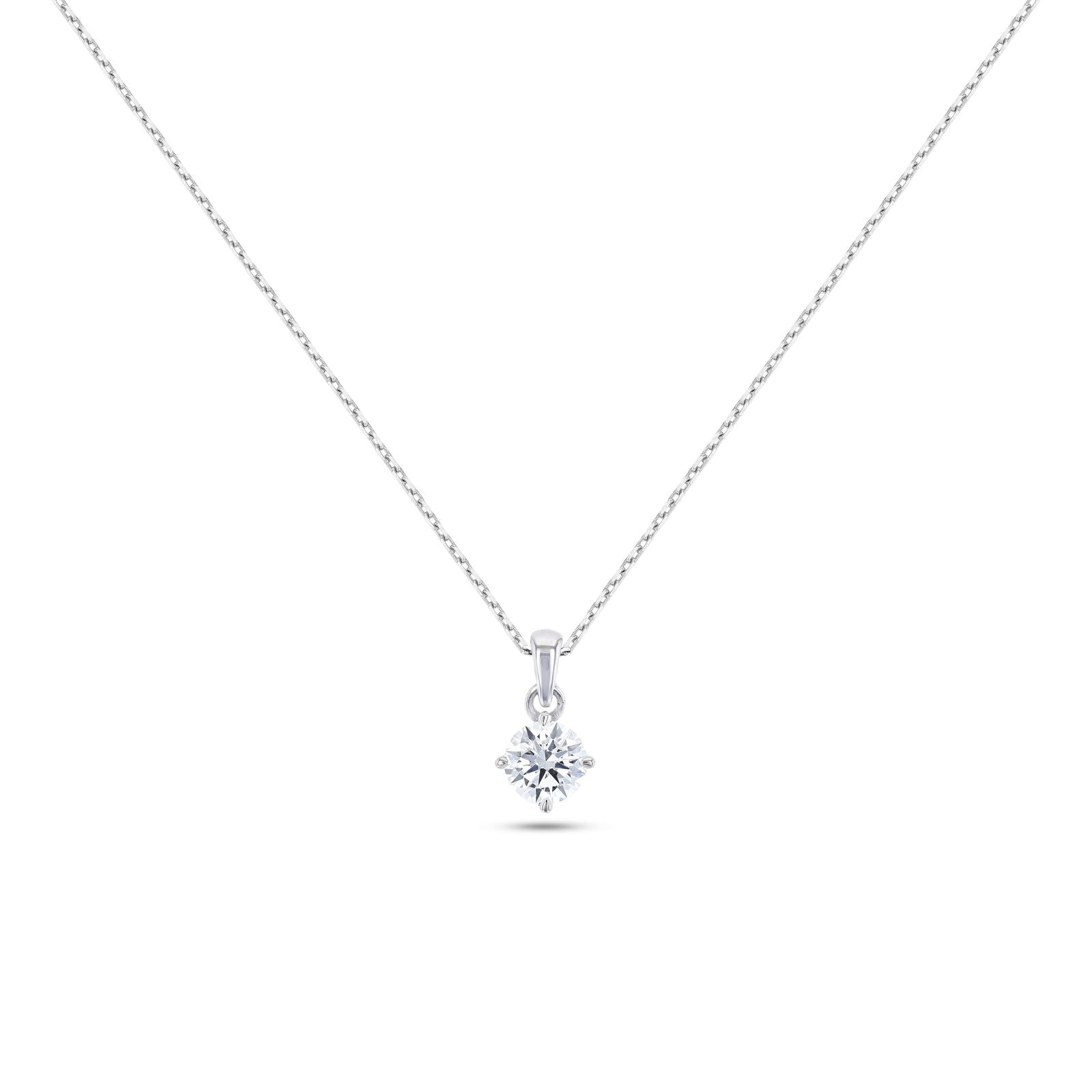 Round Brilliant Solitaire Necklace (Certified)