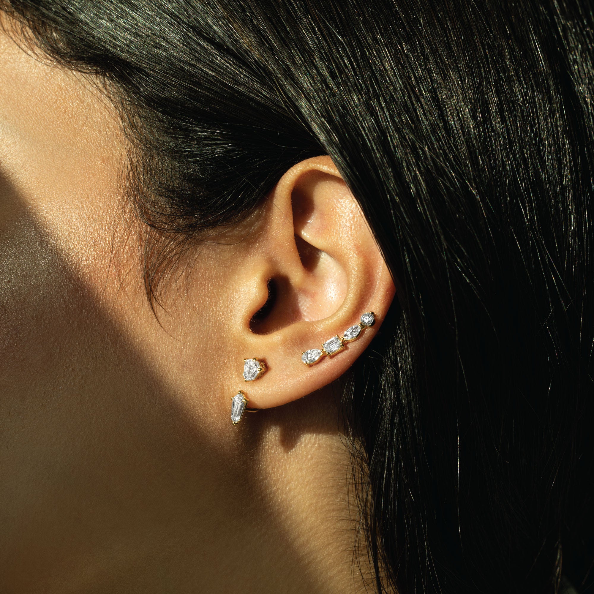 Multi-shape Diamond Ear Climber