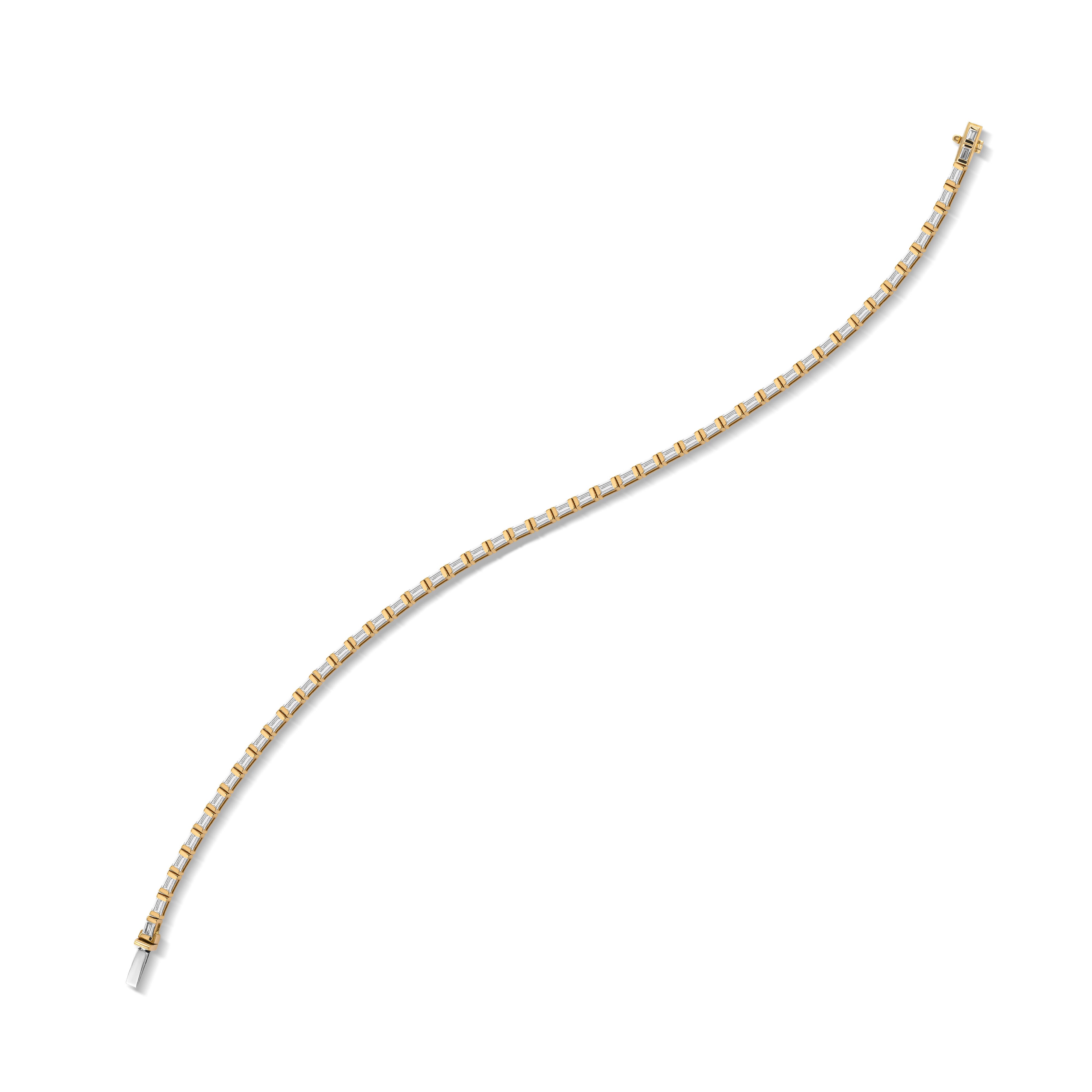 Baguette Bezel Link Tennis Bracelet (Certified)