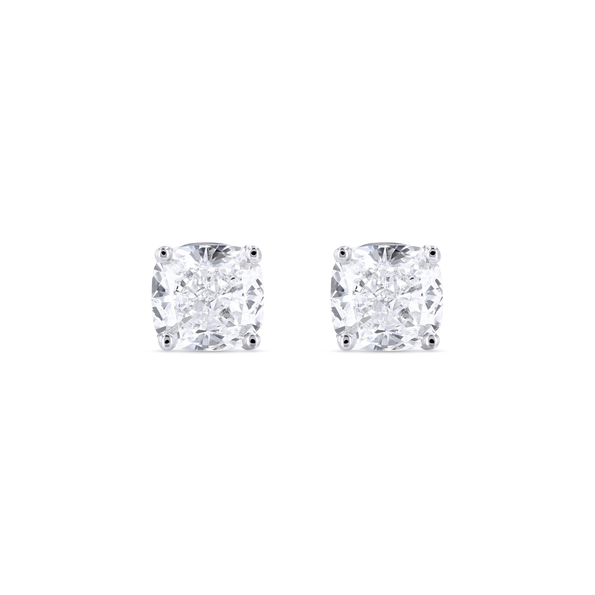 Cushion Cut Diamond Earrings - Lab Grown Diamonds - 18K Gold