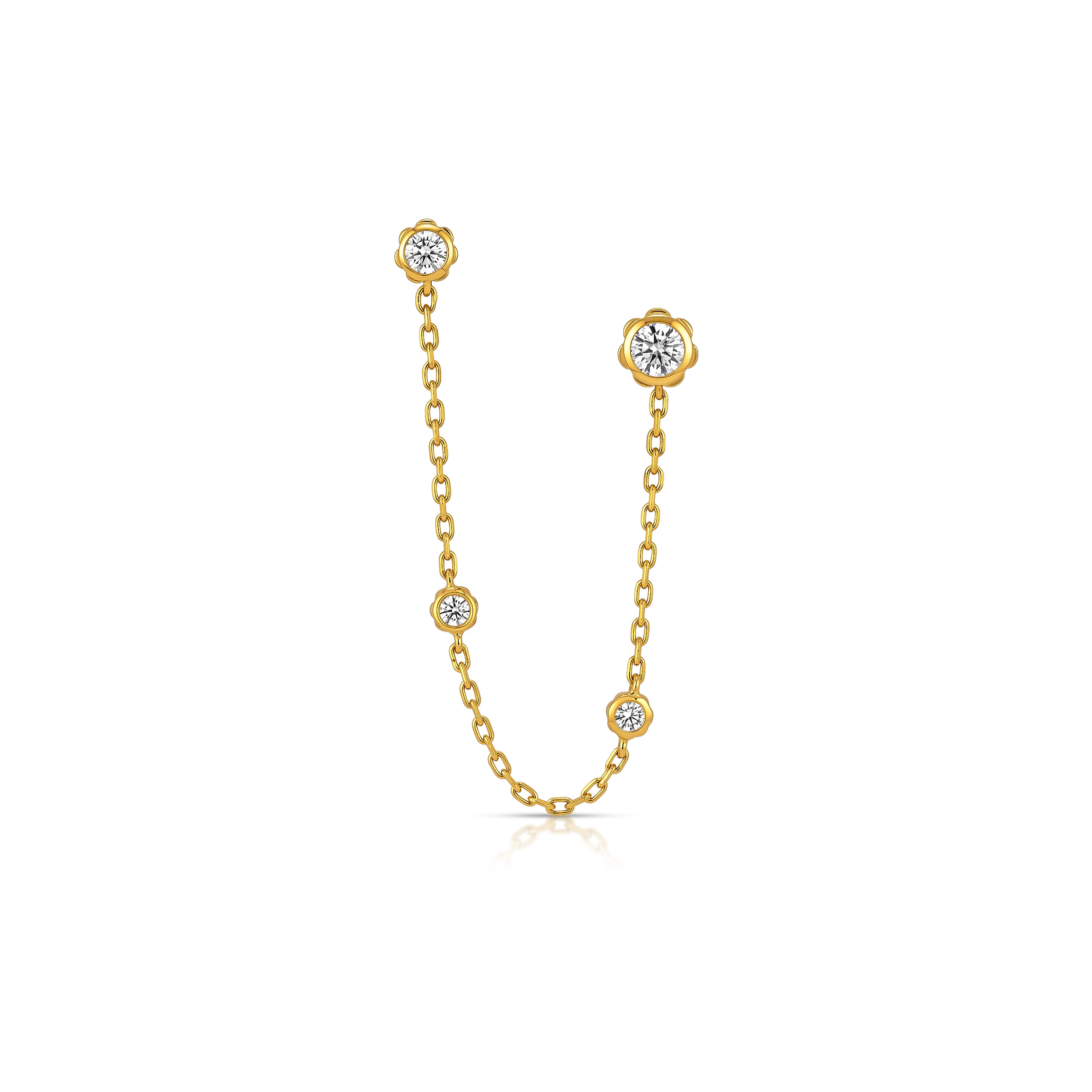 Bloom Double Diamond Earring with Chain
