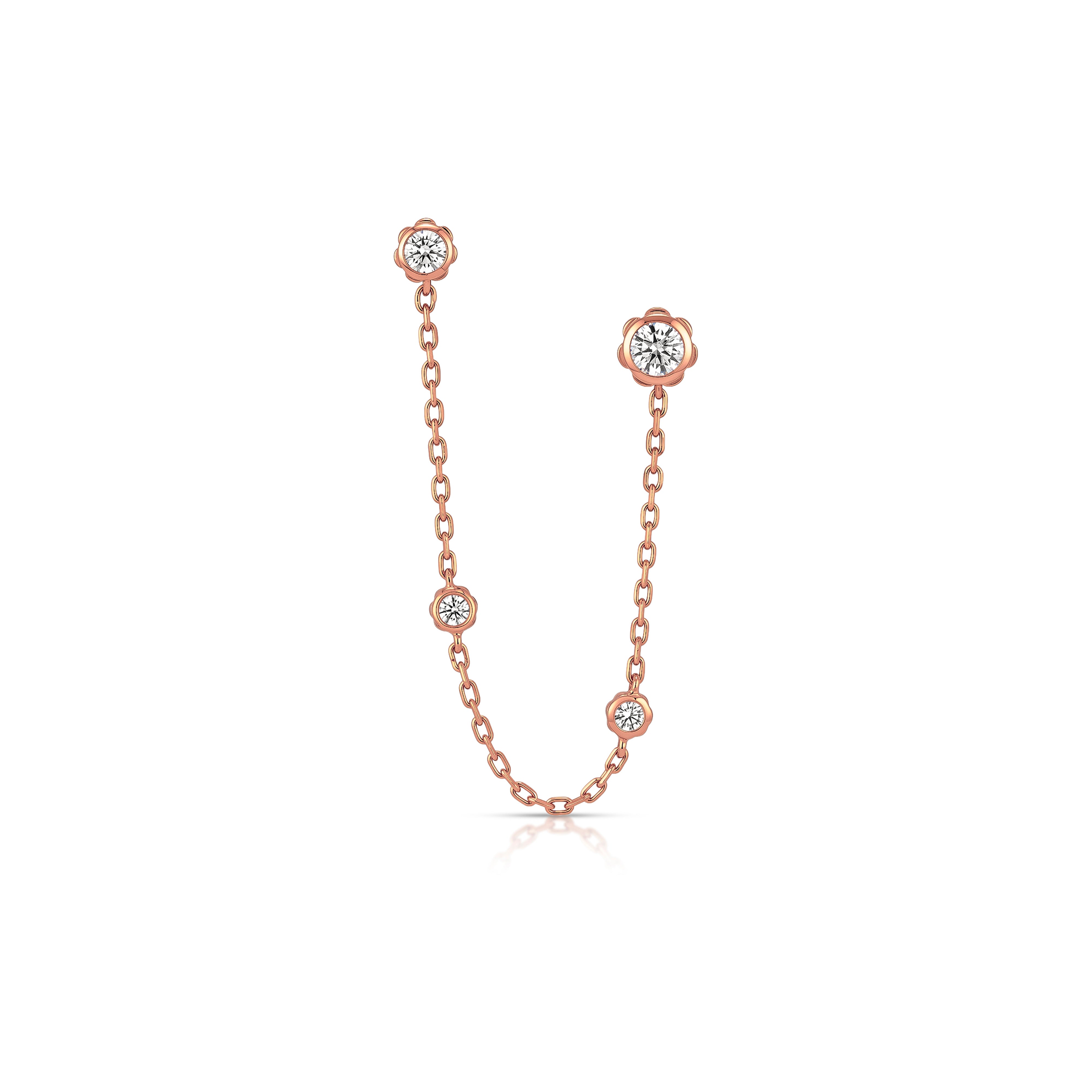Bloom Double Diamond Earring with Chain