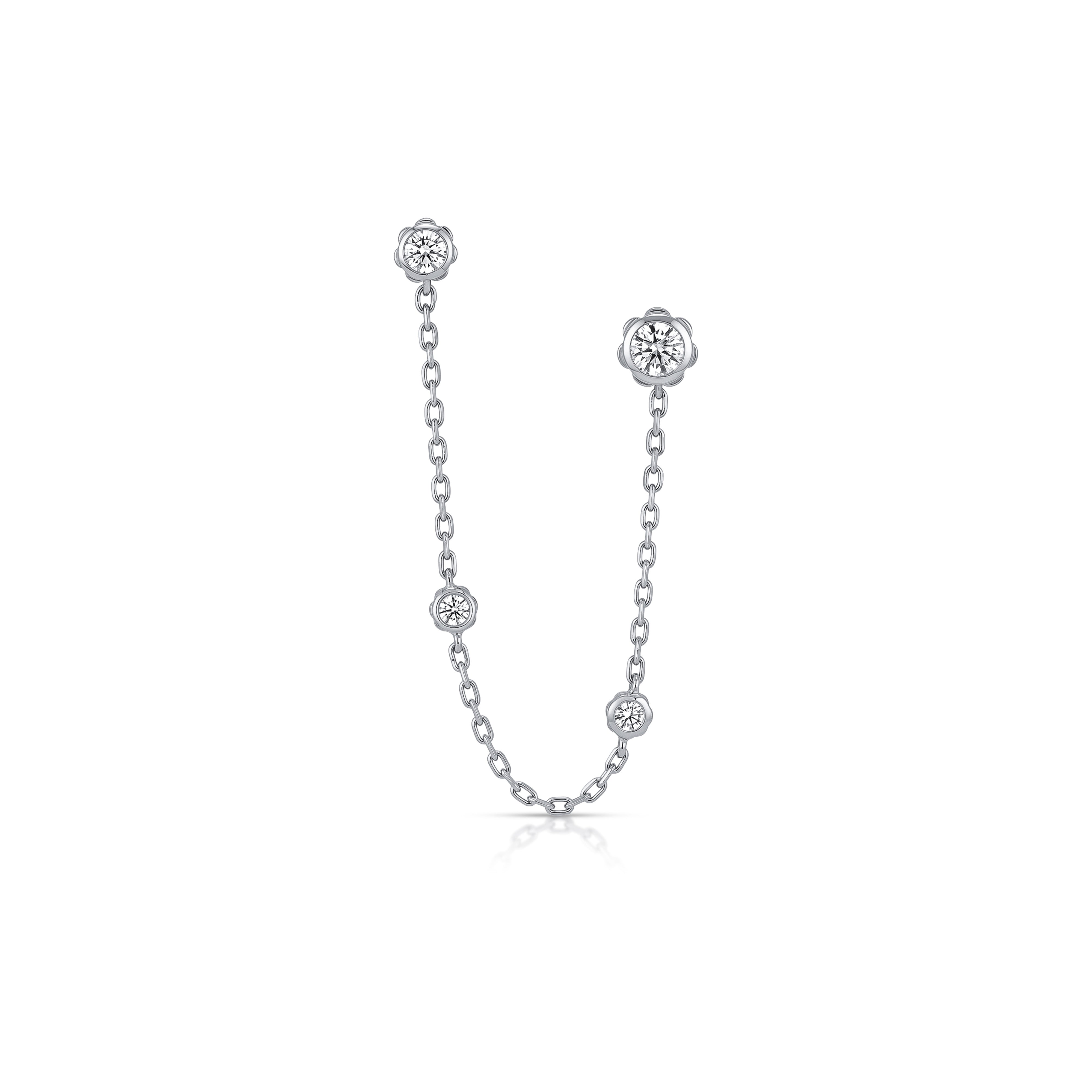 Bloom Double Diamond Earring with Chain