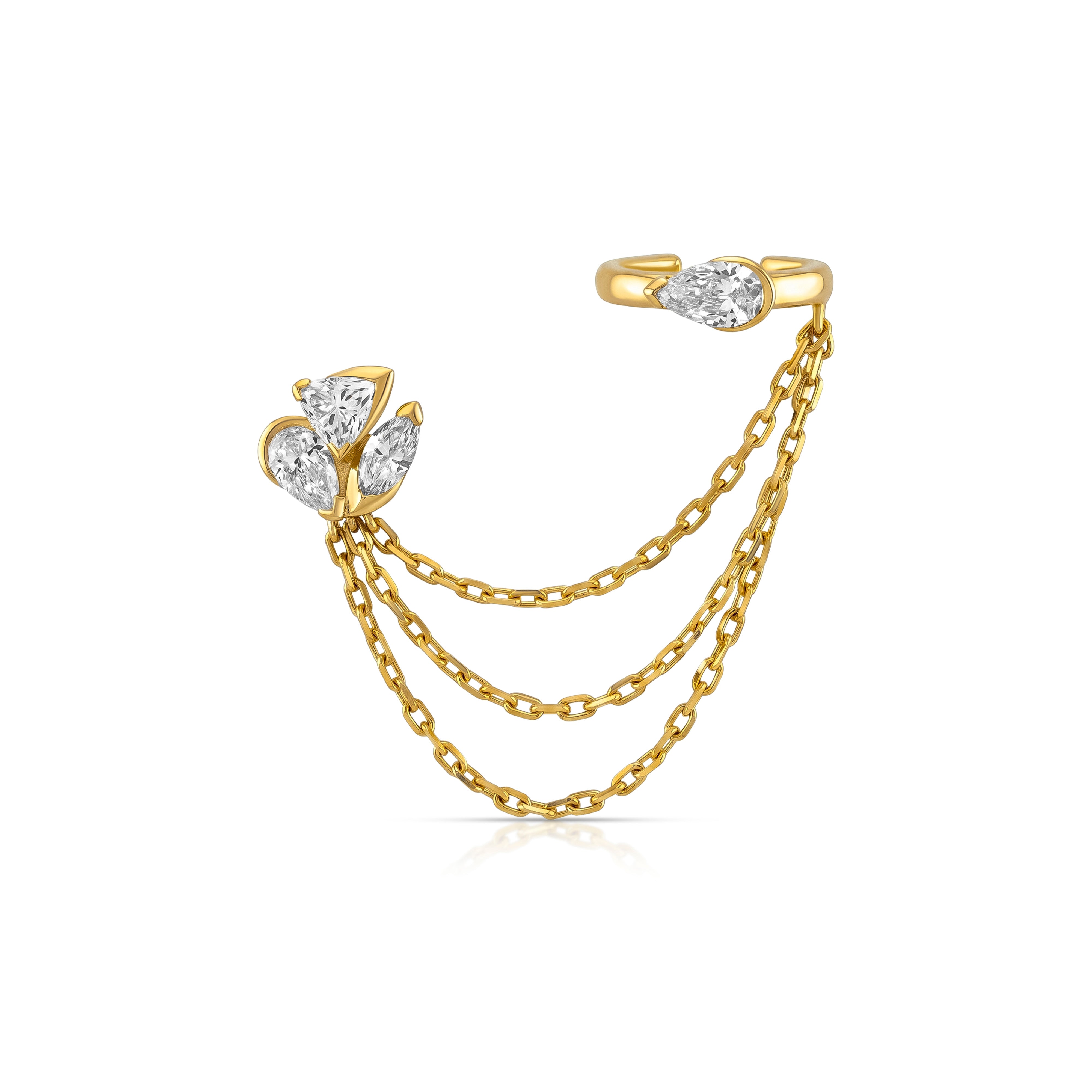 Astra Trio Diamond Ear Cuff with Chain