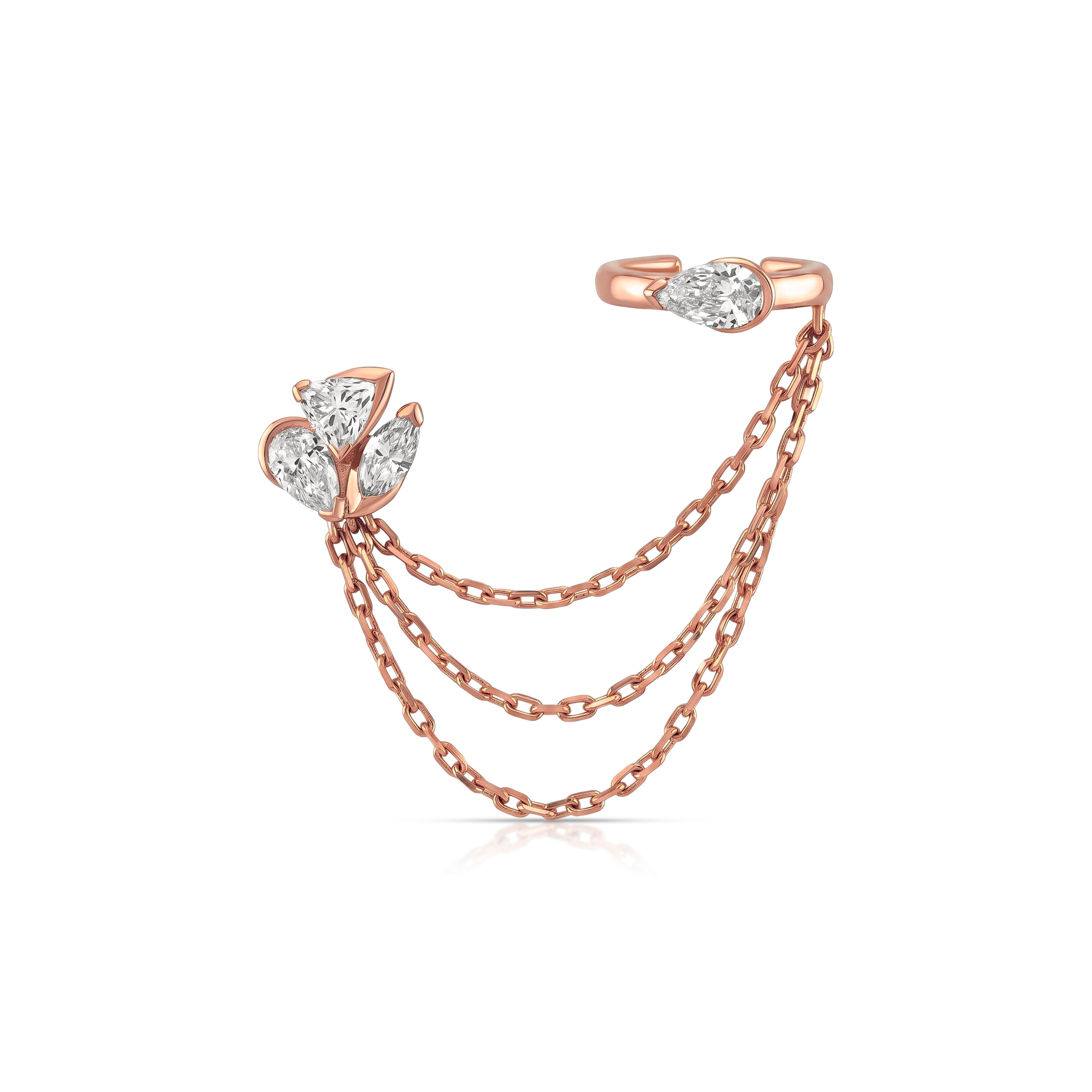 Astra Trio Diamond Ear Cuff with Chain