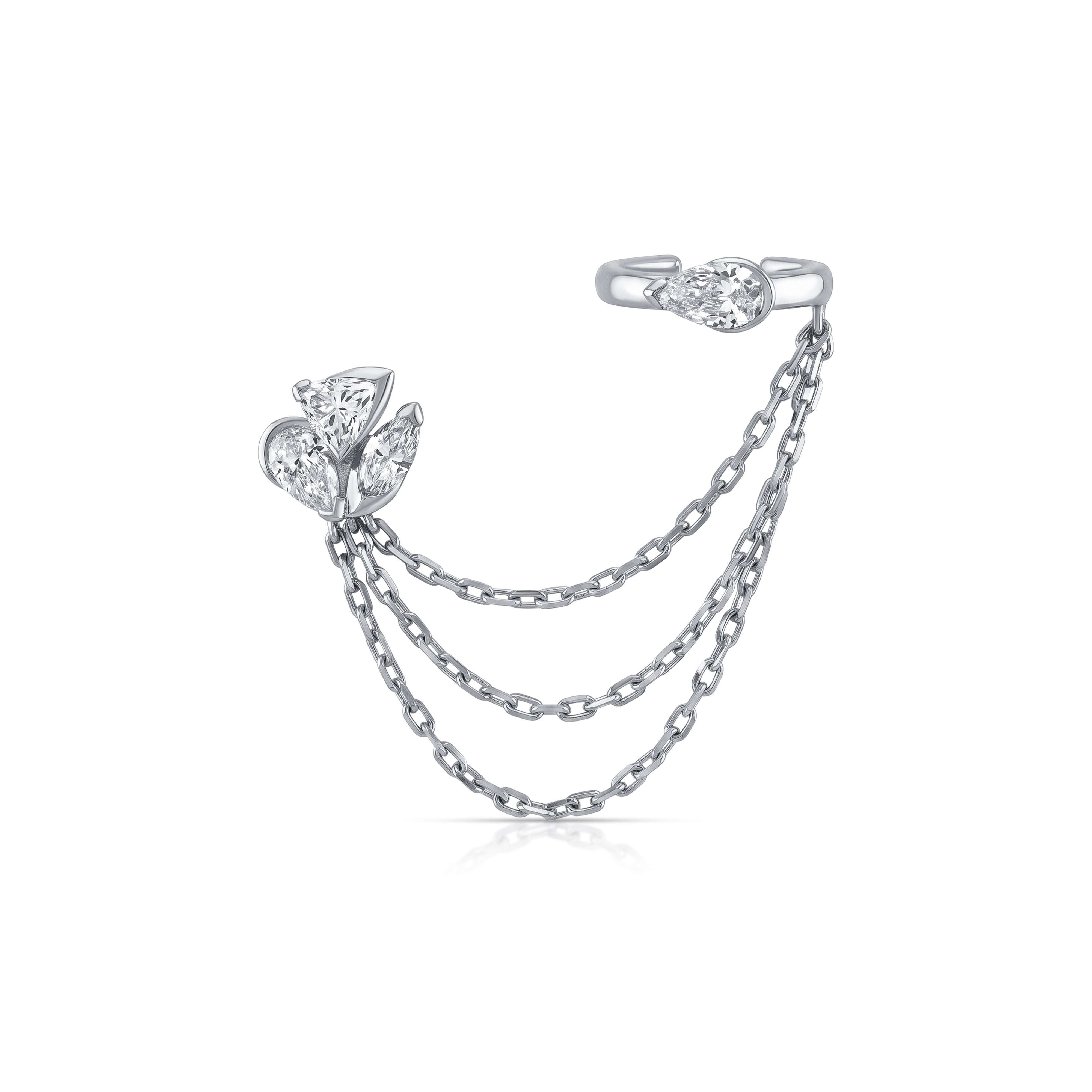 Astra Trio Diamond Ear Cuff with Chain