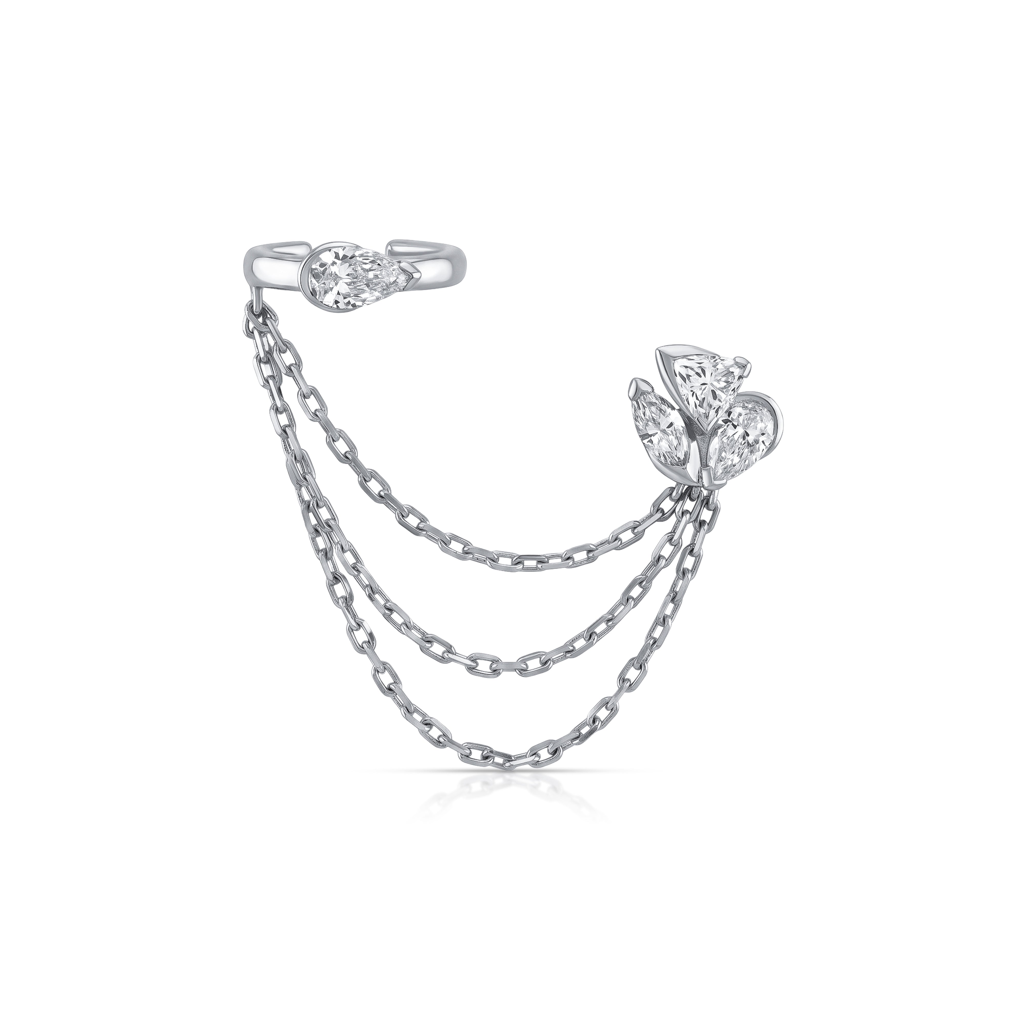 Astra Trio Diamond Ear Cuff with Chain