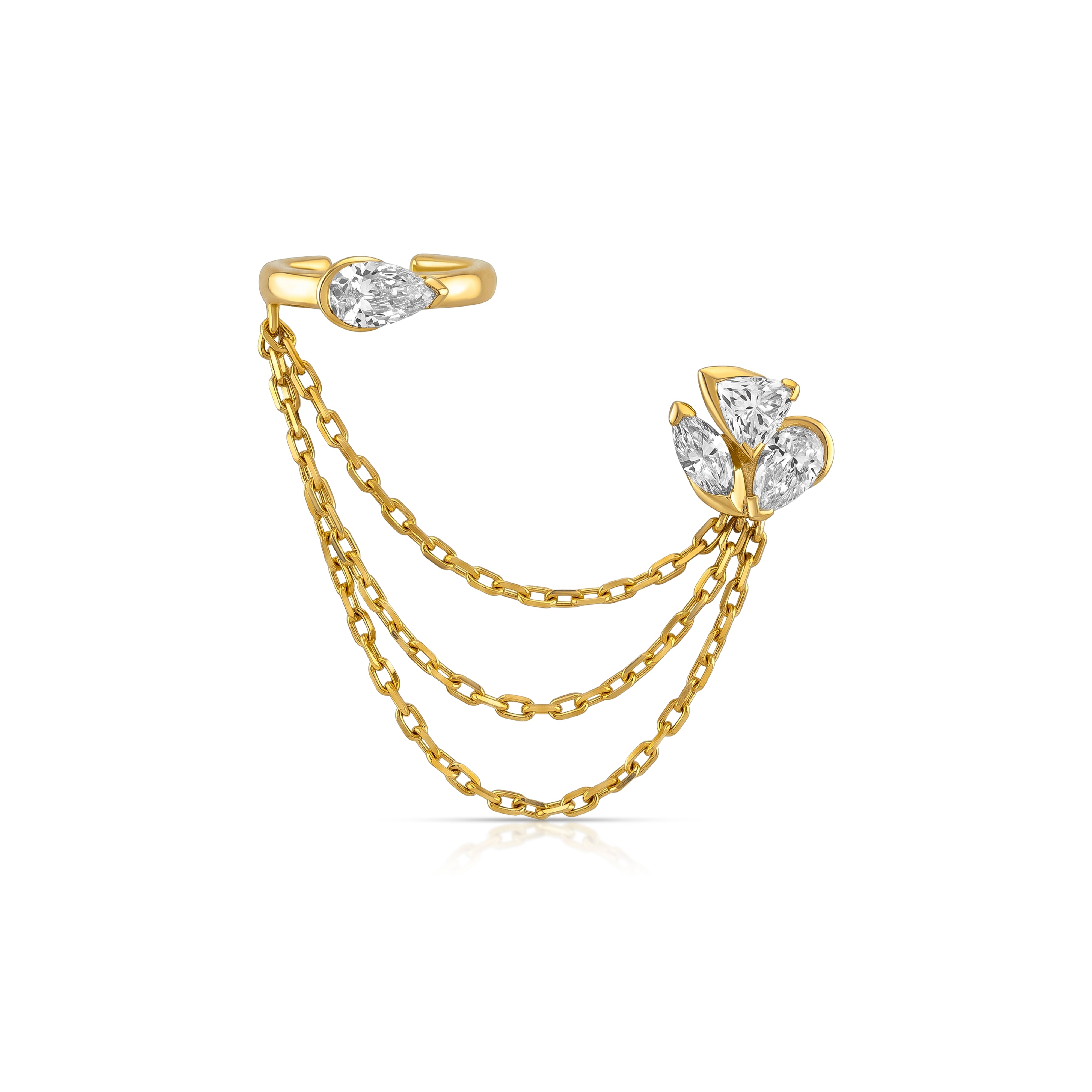 Astra Trio Diamond Ear Cuff with Chain