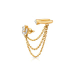 Astra Trio Diamond Ear Cuff with Chain