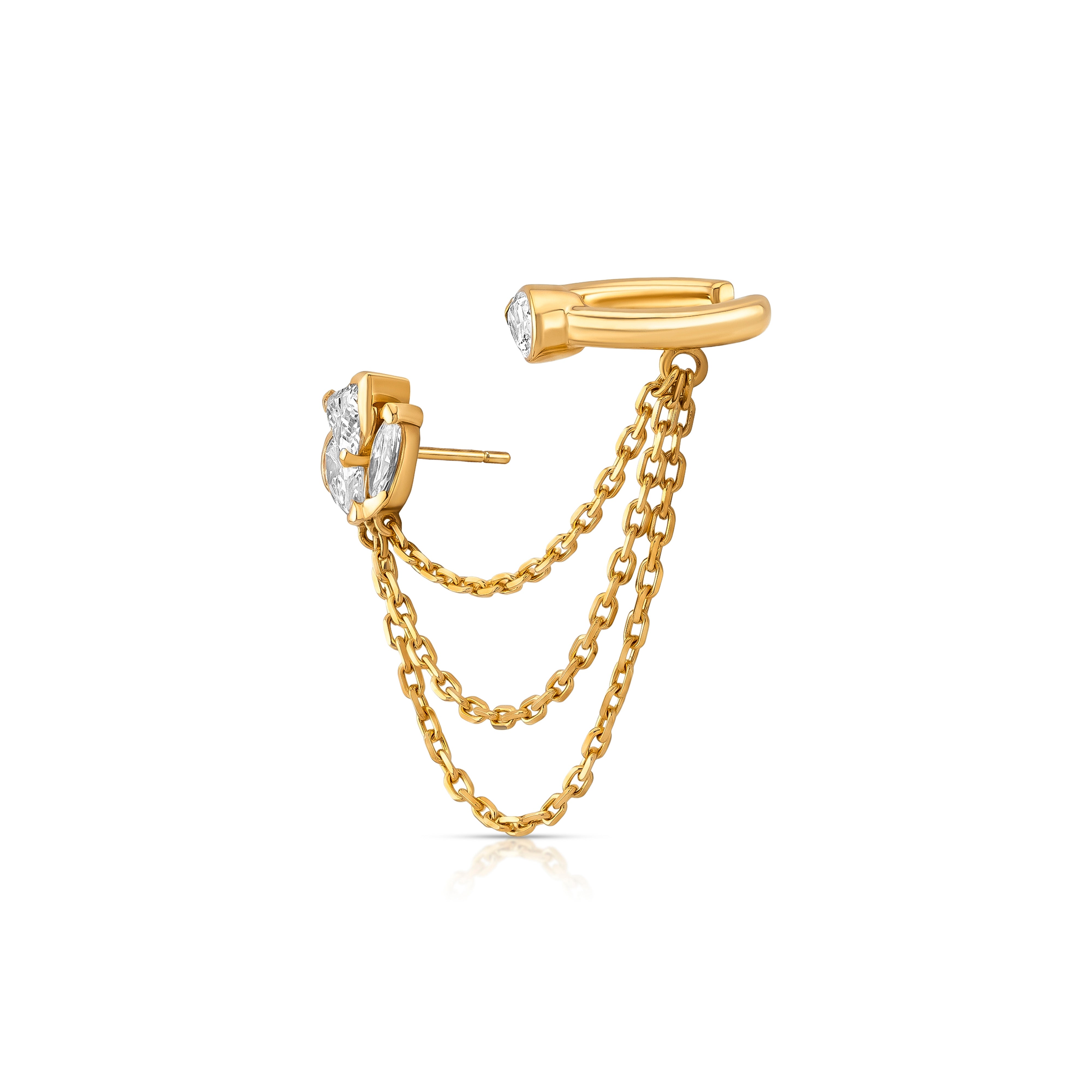 Astra Trio Diamond Ear Cuff with Chain