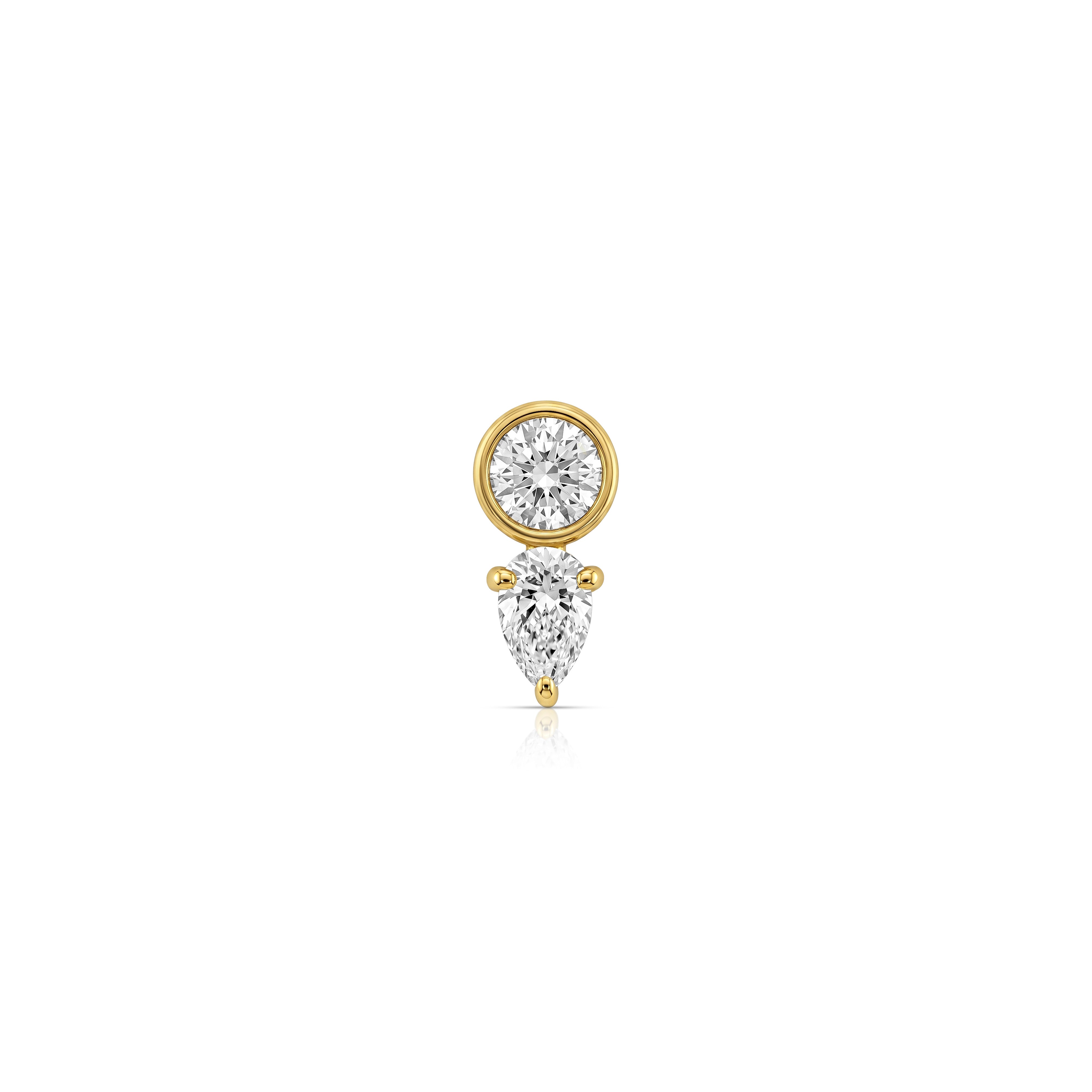 Comet Stud Earring (Round & Pear)