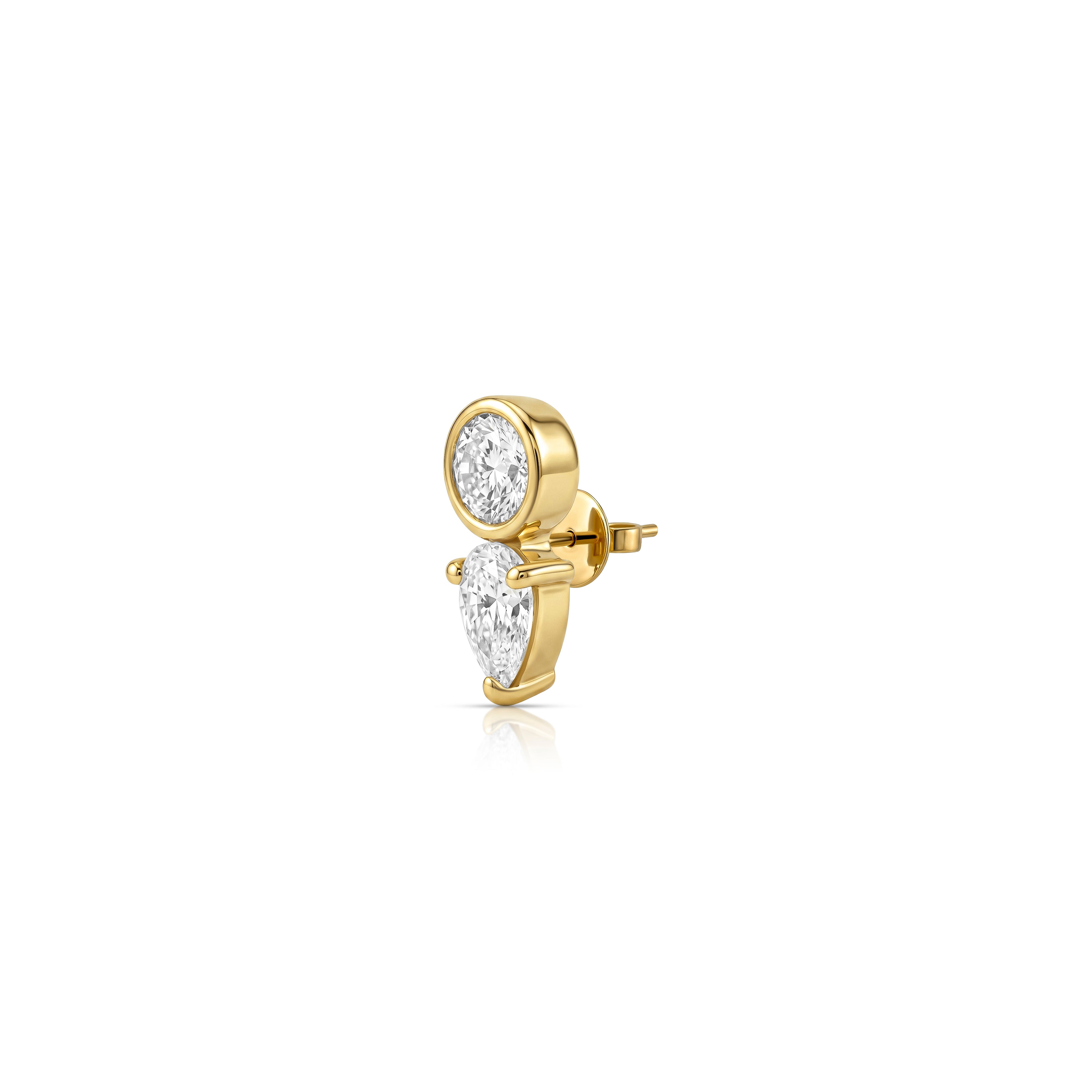 Comet Stud Earring (Round & Pear)