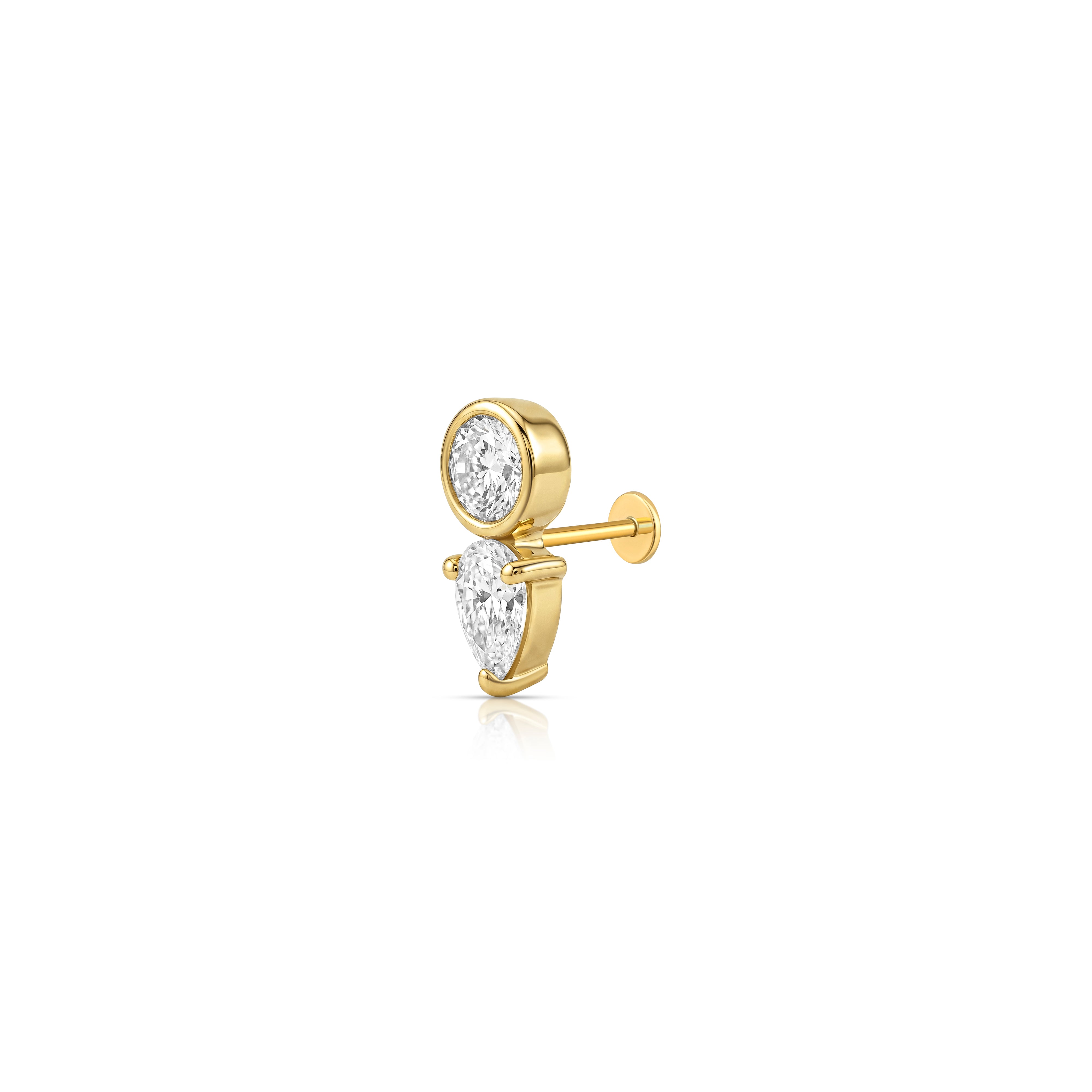 Comet Stud Earring (Round & Pear)