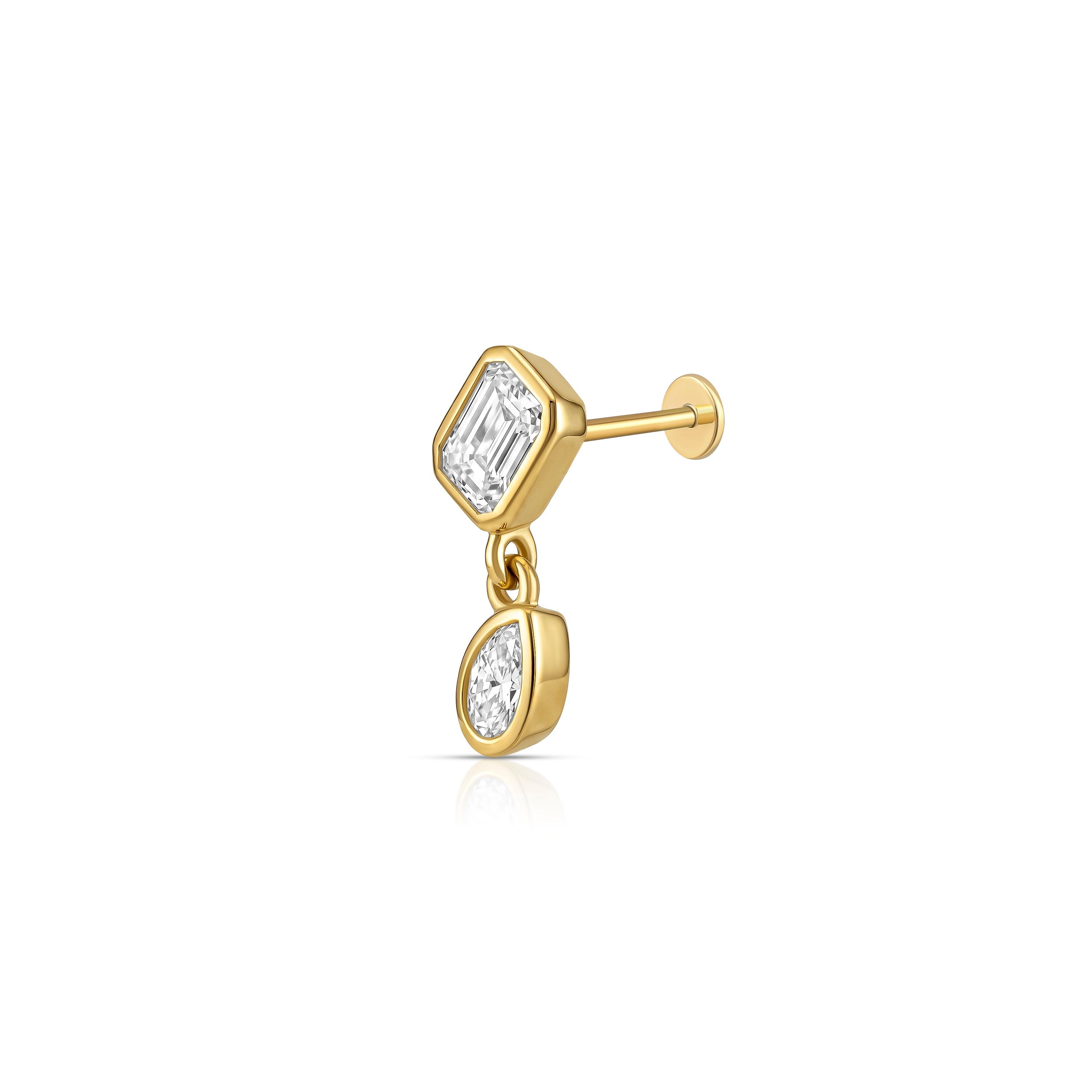 Axis Drop Earring (Emerald & Pear)