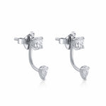 Dual Diamond Jacket Earrings – Cushion & Pear Drop 3