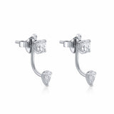 Dual Diamond Jacket Earrings – Cushion & Pear Drop
