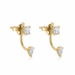 Dual Diamond Jacket Earrings – Cushion & Pear Drop 4