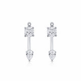 Dual Diamond Jacket Earrings – Cushion & Pear Drop