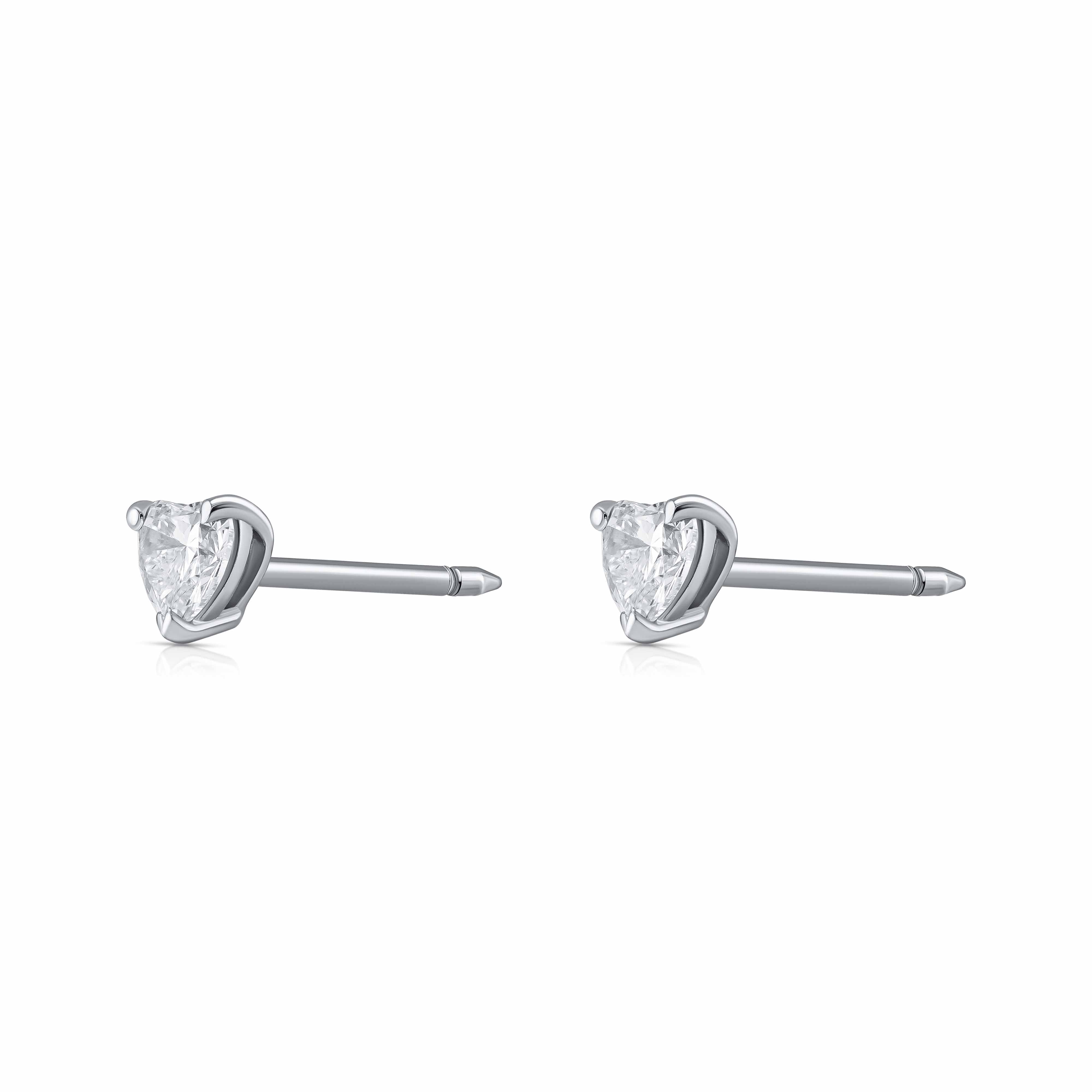 Heart Shape Diamond Stud Earrings