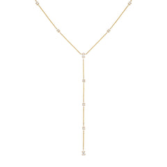 Gaia Long Drop Diamond Necklace in Yellow Gold