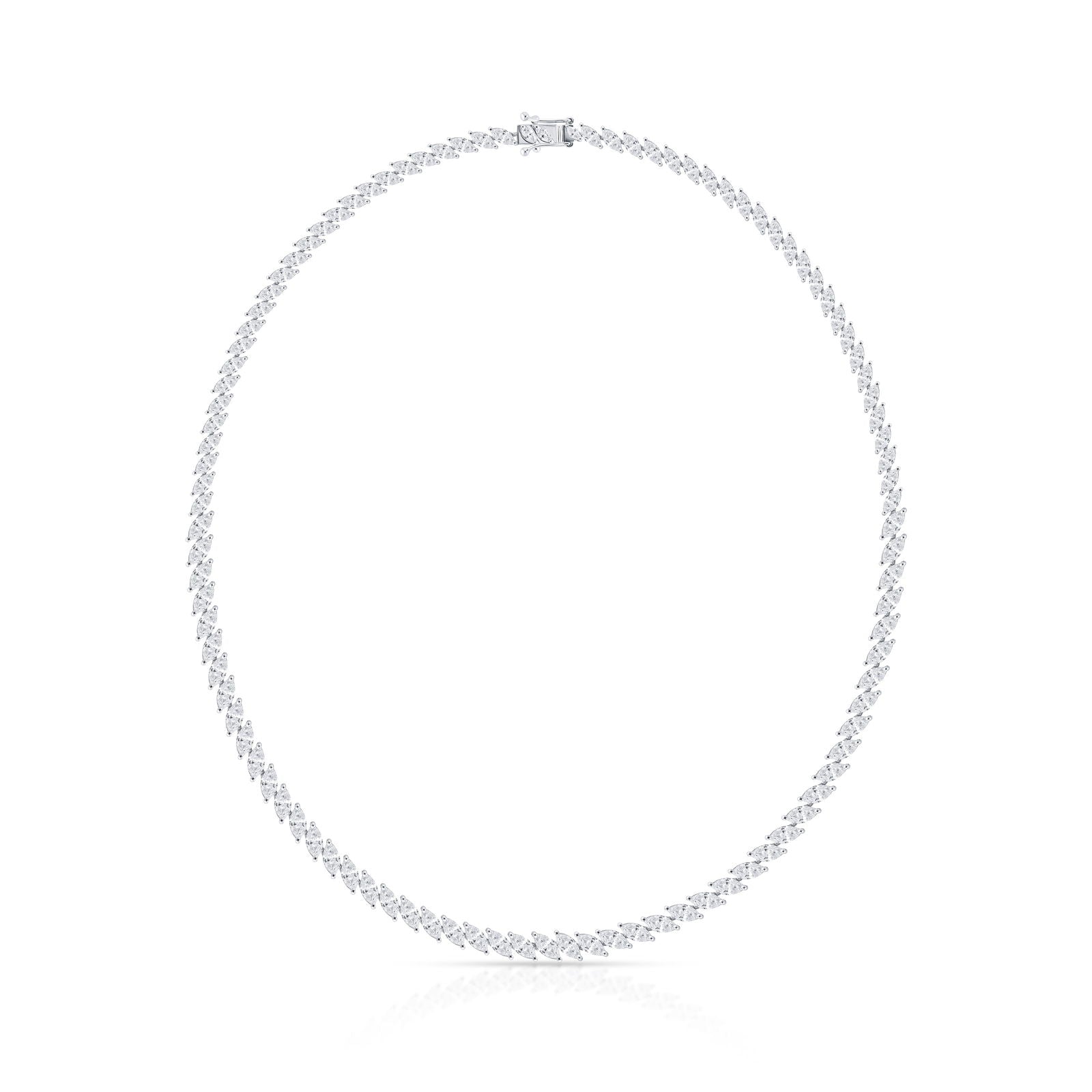 Graduated Marquise Lab Diamond Tennis Necklace (Certified)