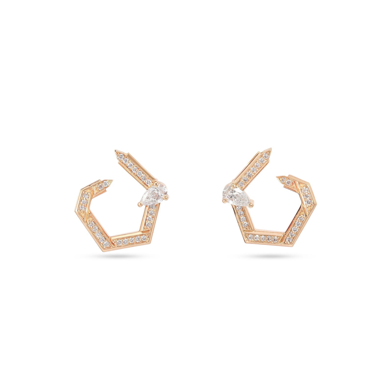 Hexad Diamond Earrings in Rose Gold