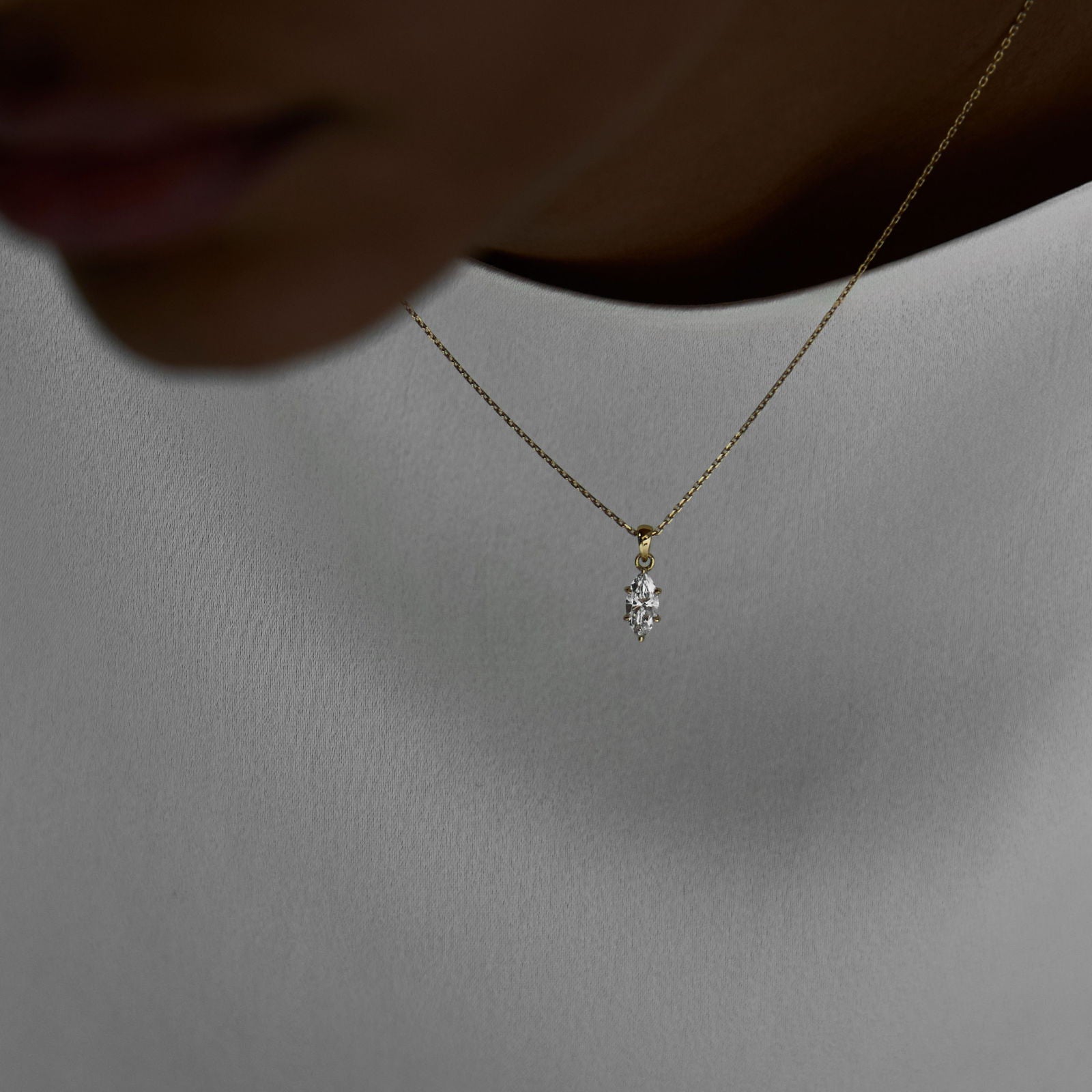Marquise Lab Diamond Solitaire Necklace