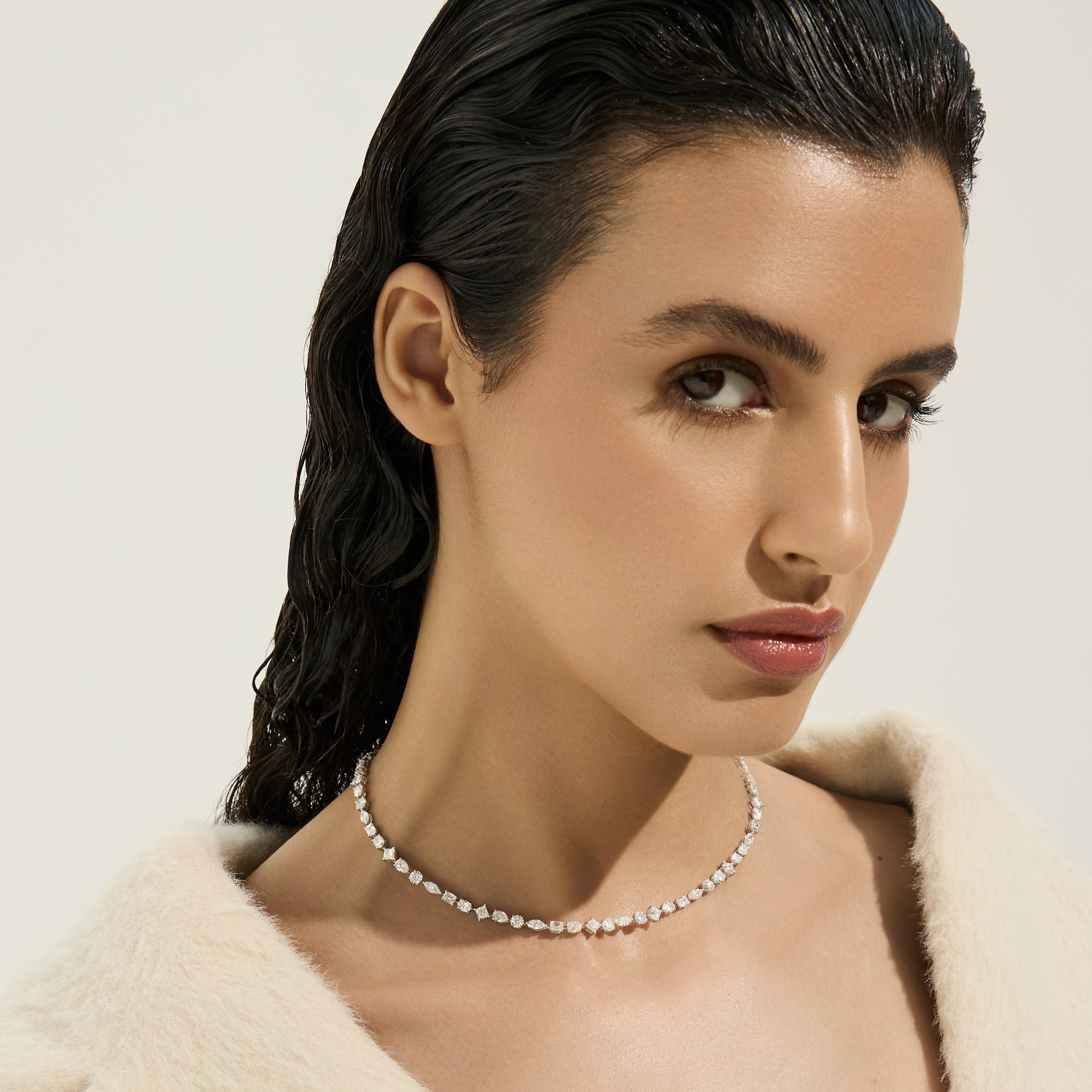 Multishape Lab Diamond Tennis Necklace (Certified)