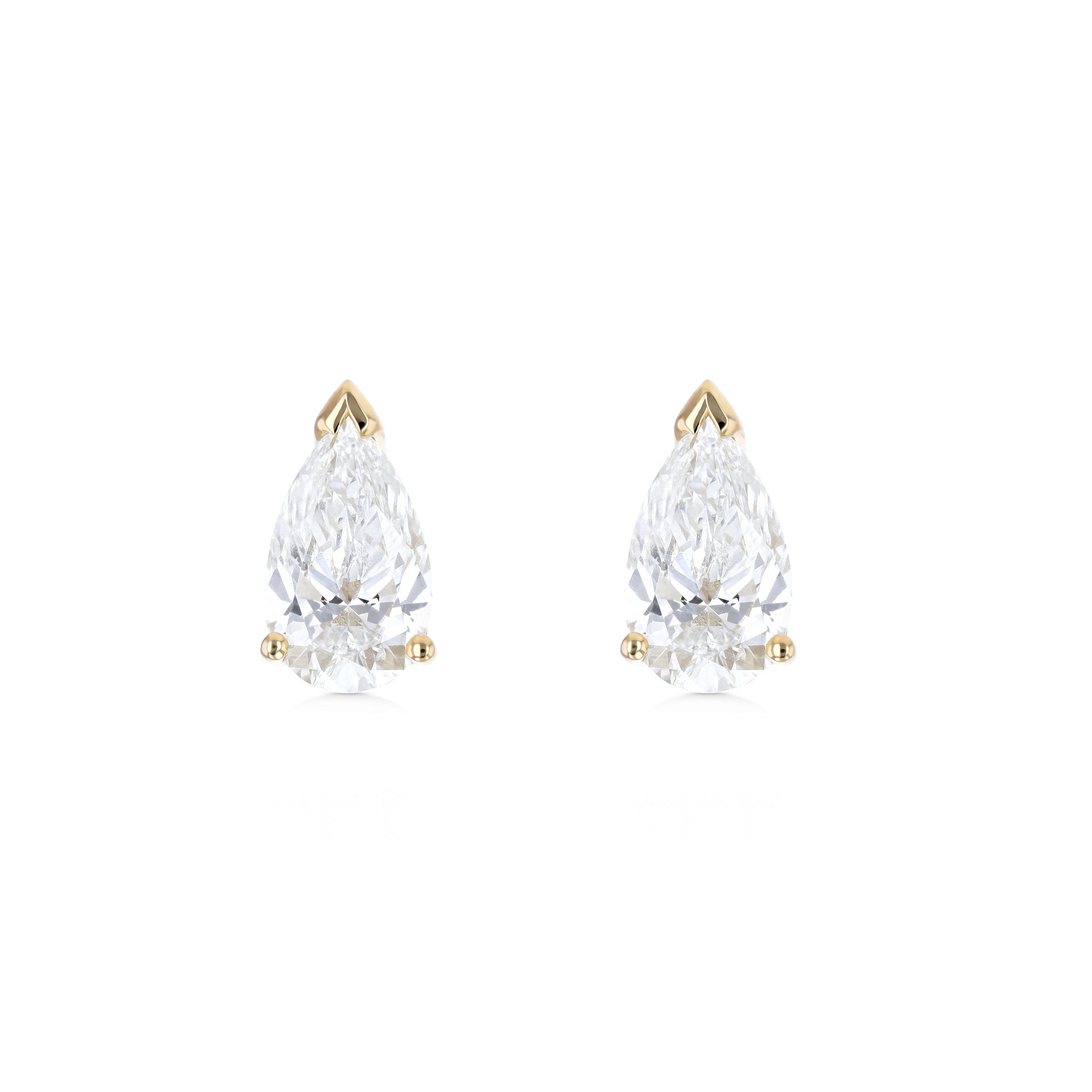 Pear Shape Diamond Earrings - Lab Grown Diamonds - 18K Gold