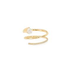 Spiral Diamond Pave Ring in Yellow Gold
