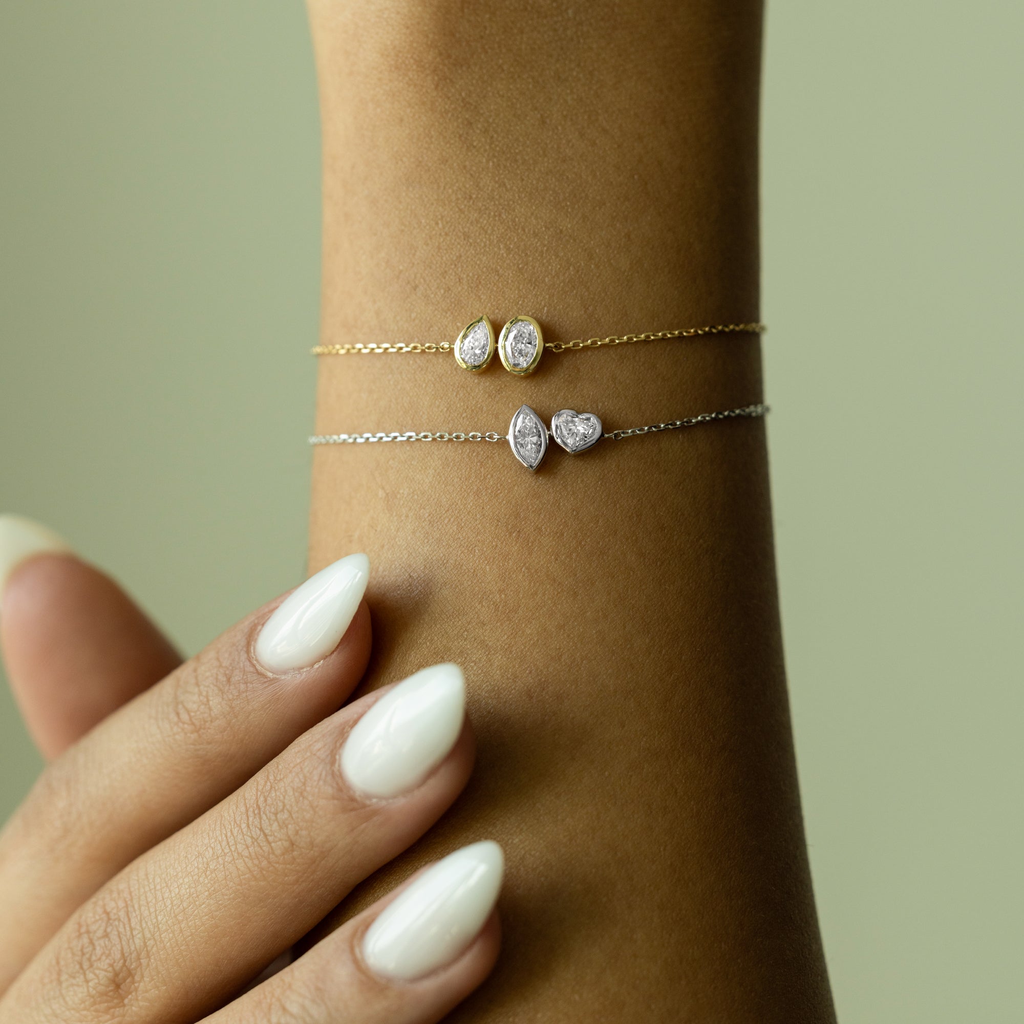 Toi et Moi Bezel Diamond Bracelets