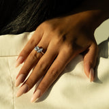 Toi et Moi Ring - Emerald & Marquise Diamond Engagement Ring