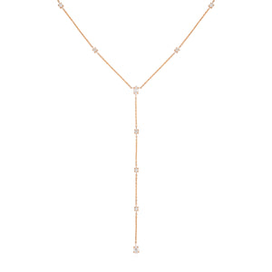 Gaia Long Drop Diamond Necklace in Rose Gold
