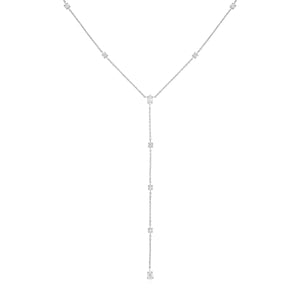 Gaia Long Drop Diamond Necklace in White Gold