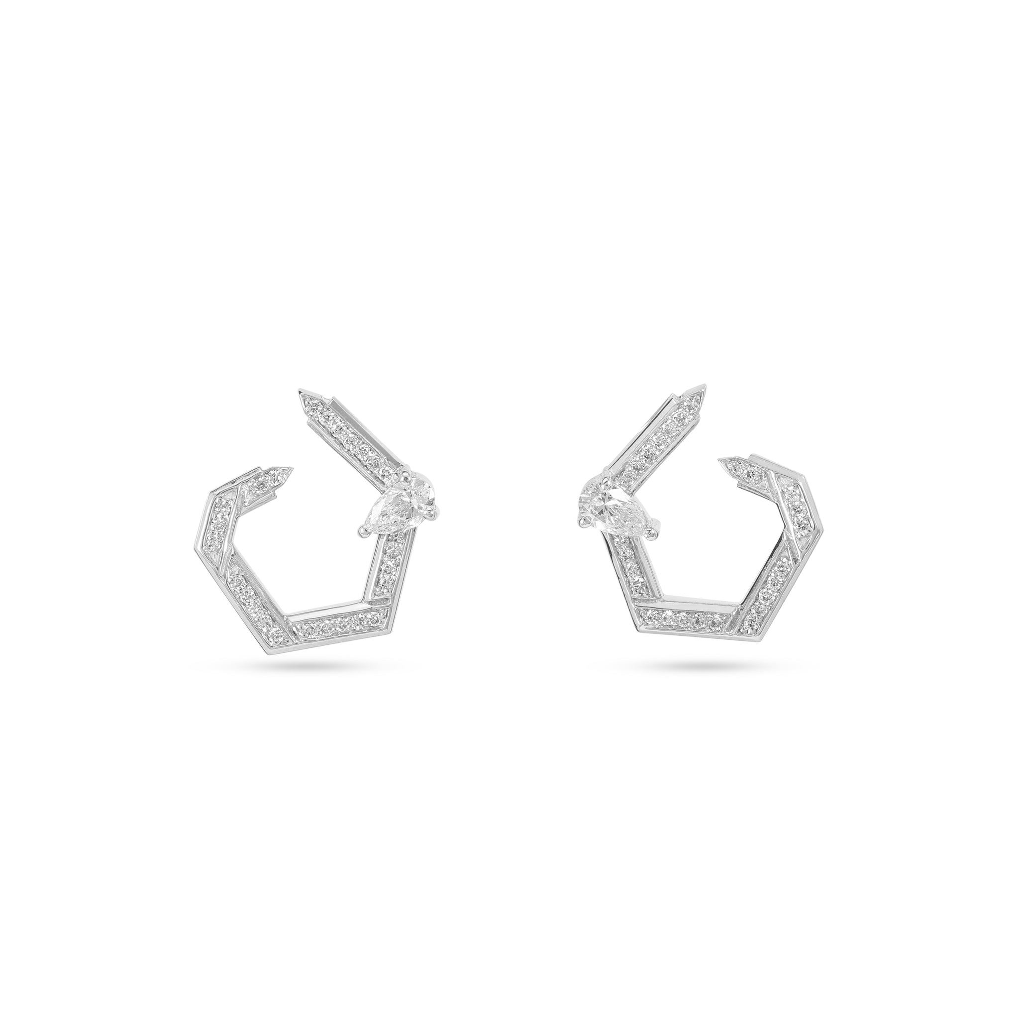 Hexad Diamond Earrings in White Gold
